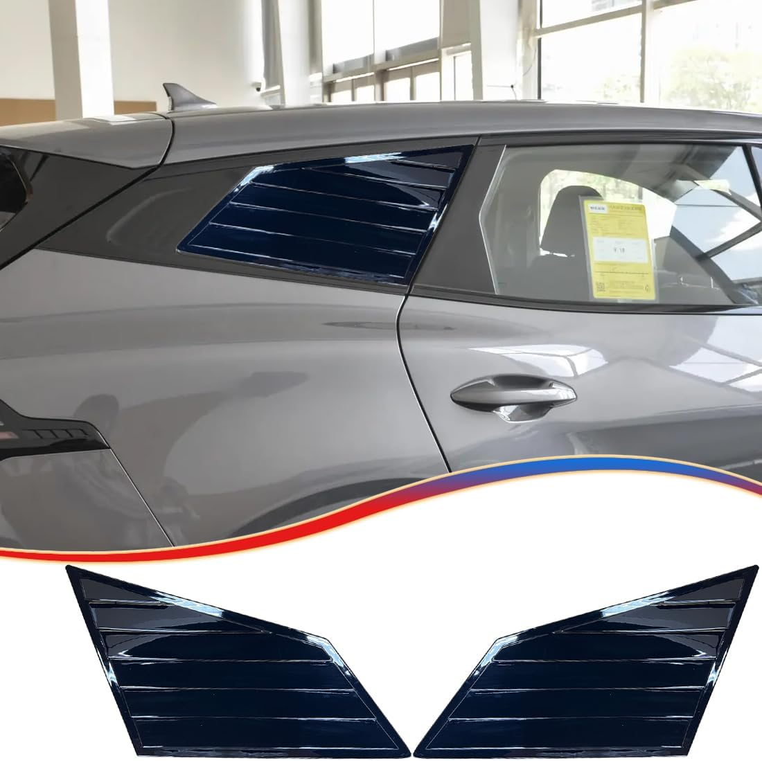 MUXEE Window Louver 2Pcs Side Vent Window Louvers for Kia Sportage 2023 2024 2025, ABS Print Sport Window Decorative Covers, Exterior Trim Accessories - Bright Black image number 6