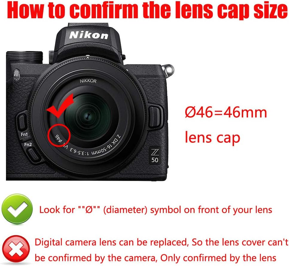 46Mm Lens Cap Compatible for Panasonic Lumix G9 G7 Kit Lumix G Vario 14-42Mm Lens, for Nikon Z50 Kit NIKKOR Z DX 16-50Mm Lens. (2 Pack) image number 3