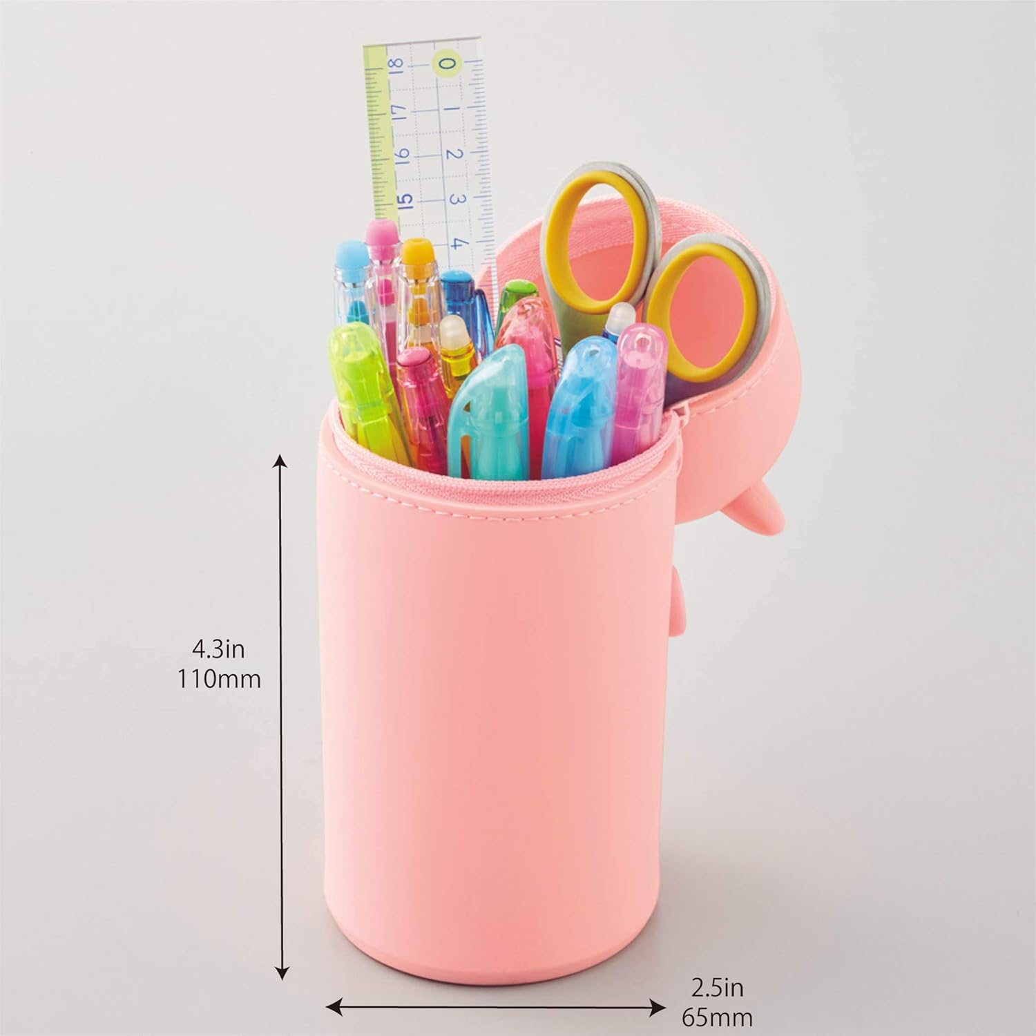 LIHIT LAB Kawaii Japanese Bird Large Stand up Pencil Case for School Office College, Cute School Supplies, Animal Pen Holder Pencil Pouch Holder Girls, Artist Pencil Case, Parrot (A7714-9) image number 3