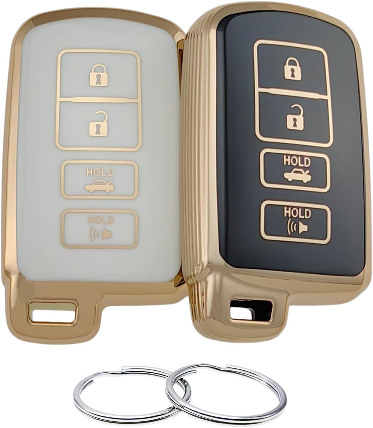 REPROTECTING TPU Key Fob Cover Compatible with 2012-2019 Toyota Avalon Camry Corolla Highlander RAV4 (Black/White) 7X4.5 image number 3