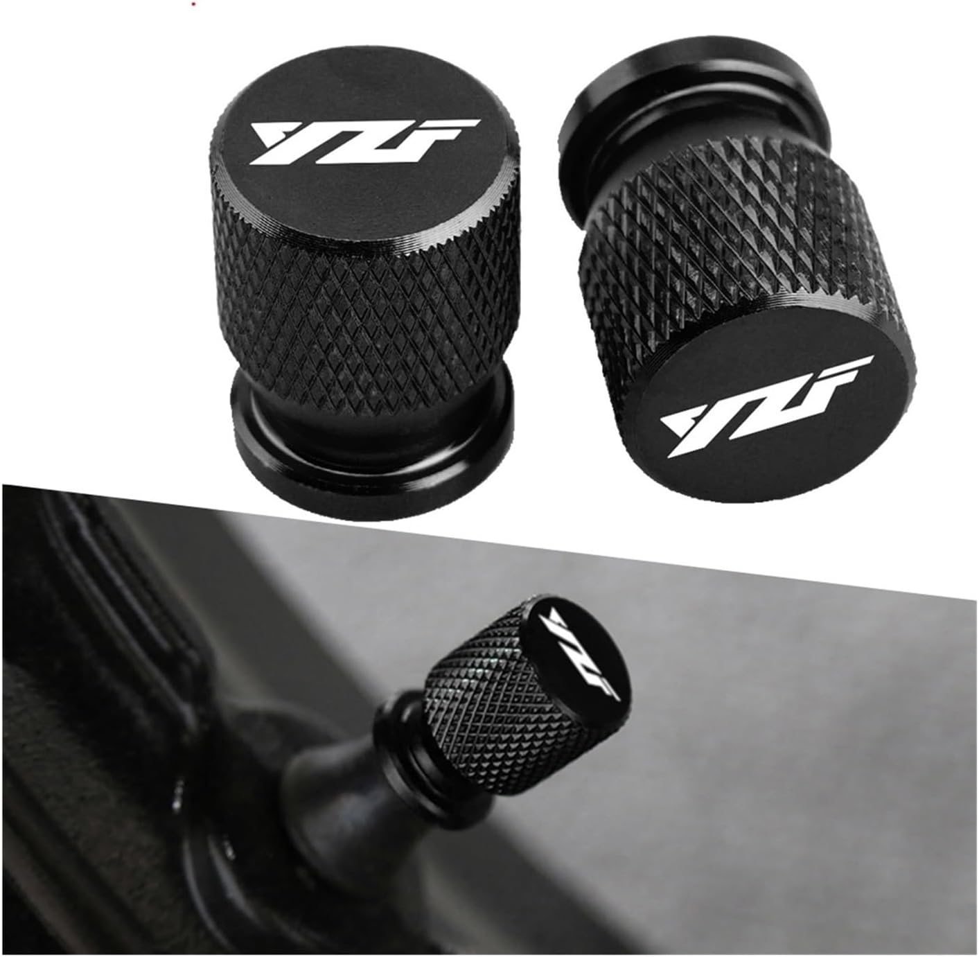 YZF R1 R3 R6 R25 R125 R7 Motorcycle CNC Tire Stem Air Cap Airtight Cover Wheel Valve Caps(Blue) - Black image number 3