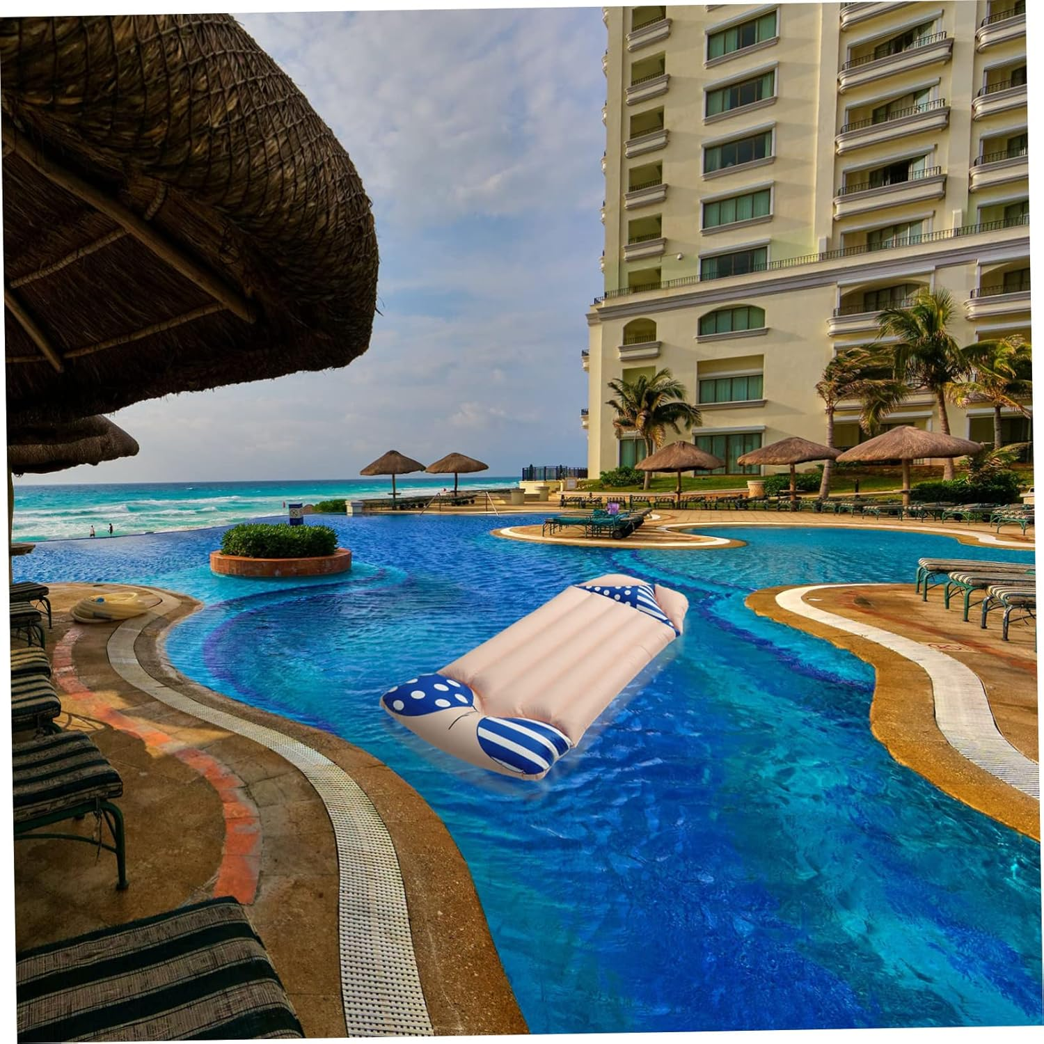 Ibasenice Inflatable Floating Bed for Swimming Bikini Style Swimming Mat Inflatable Swim Bed for Pool Relaxation Floating Cushion for Adults Use as in Pool image number 2