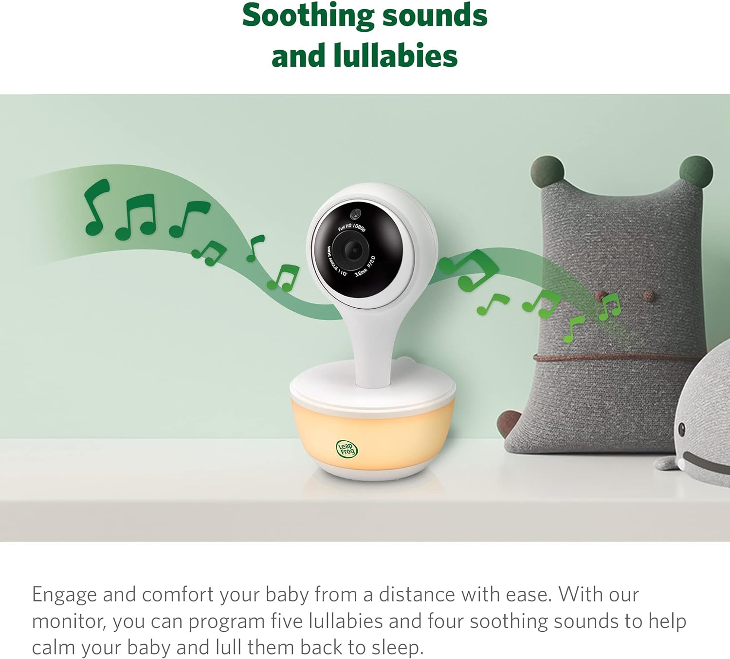 Leapfrog LF815HD 5" 2-Camera Wi-Fi HD Video Baby Monitor with Remote Access, Colour Night Vision, Night Light, 2-Way Talk, Soothing Sounds, Temp/Humidity/Motion Sensor, up to 12 Hours Battery Life image number 3