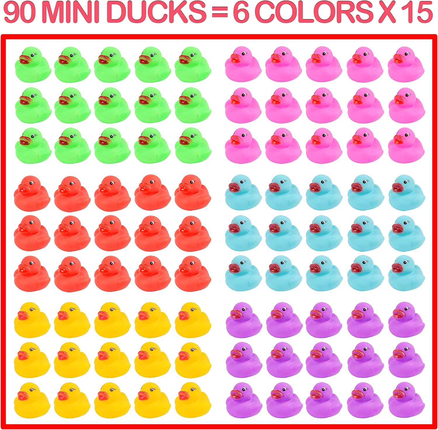 86-Pack Mini Bath Ducks Set, Mini Colorful Rubber Duckies Bath Toy for Child, Float & Squeak Tiny Ducks Pool Toy Set for Kids Party Favors,Birthday Party Supplies,Prize Rewards image number 6