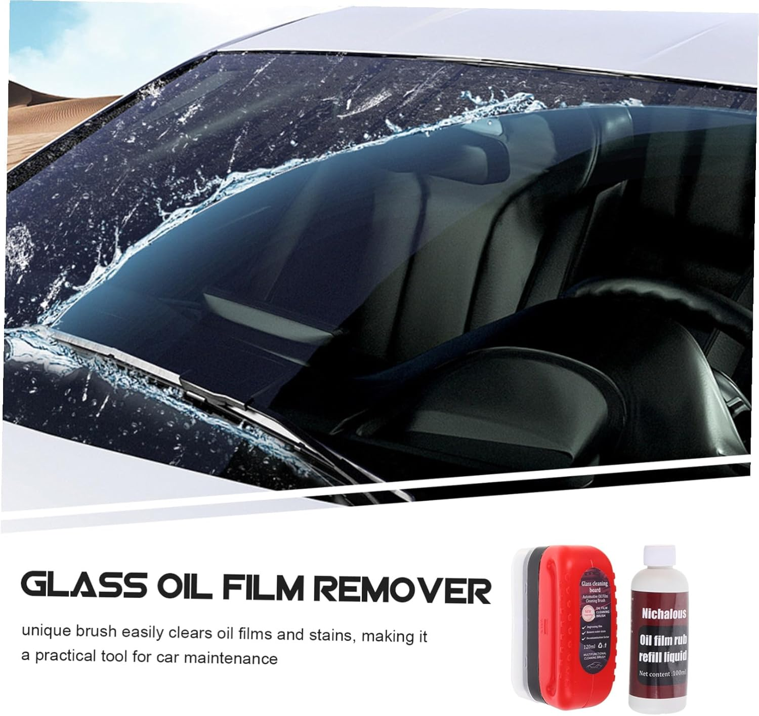 ULTECHNOVO High Efficiency Car Window Cleaner Tool with Innovative Brush Multifunctional Automotive Glass Oil Film Remover for Clear Windscreen Compact Portable Glass Board Cleaner image number 6