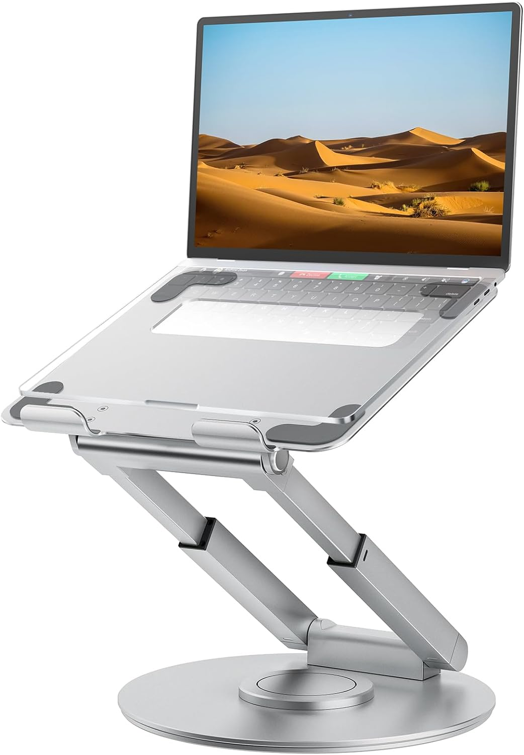 Tounee Telescopic Laptop Stand for Desk with 360&deg; Swivel Base, Sit to Stand, Height Adjustable, Portable Riser Holder for Good Posture, Compatible with Macbook Pro, All Laptops 10-17"