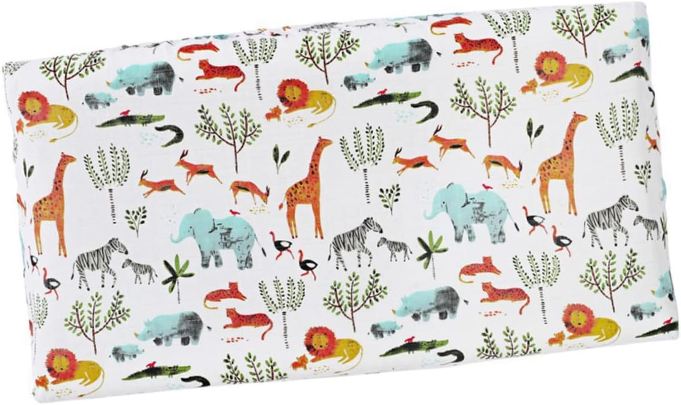 Muslin Changing Pad Cover for Babies, Breathable Diaper Changing Table Sheet Forest Animal Print, Detachable Cotton Fabric, Suitable for Nursery and Infant Care image number 6