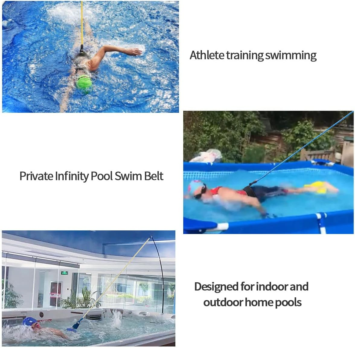 NA Swimming Training Belt Tether Fixed Seat Belt, Static Elastic Rope Resistance Band, Yellow, 3M image number 1