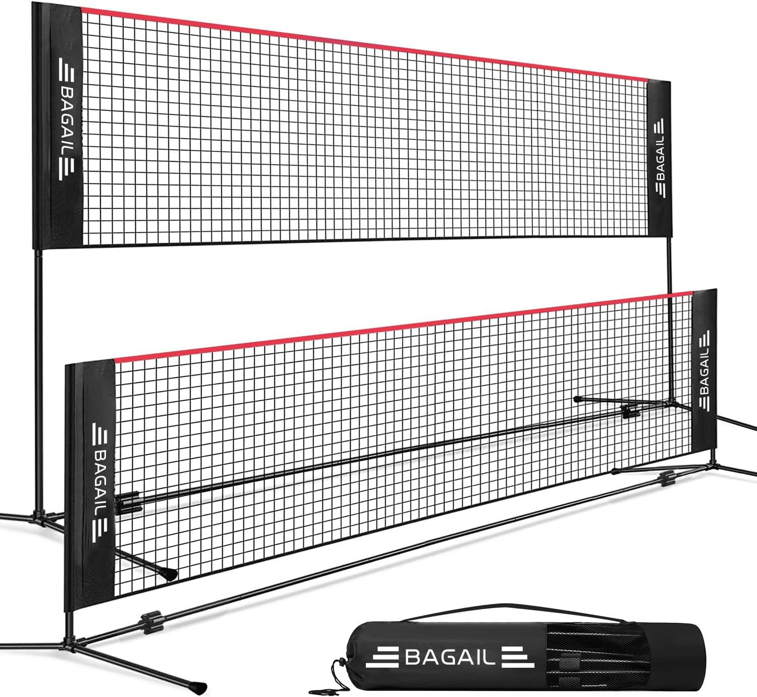 BAGAIL Badminton Net, Height Adjustable Kids Volleyball Net, Foldable Nylon Net 10 Ft/14Ft/17Ft Wide, Tennis Net, Small Pickleball Net for Backyard Game and Indoor Outdoor Use, Easy Setup