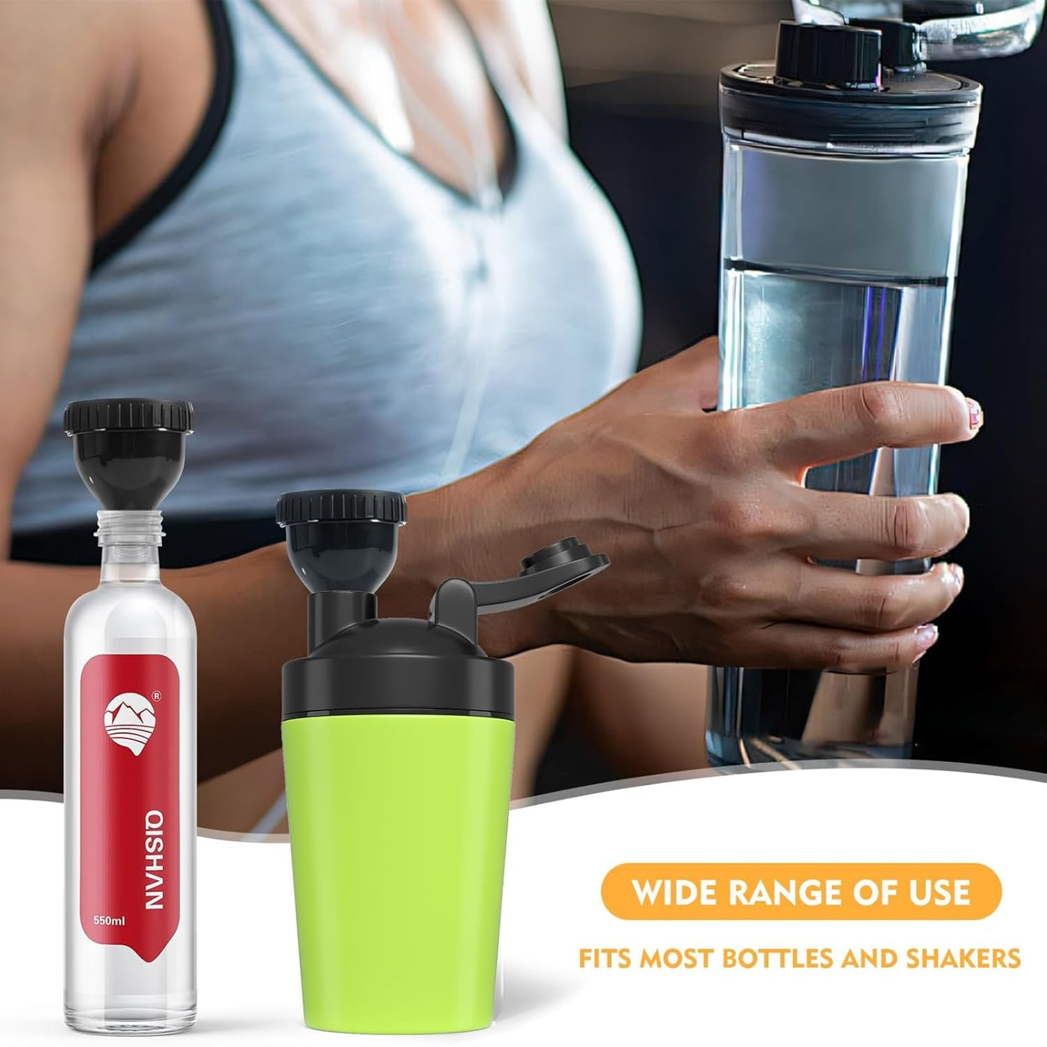 2 Pack Protein Powder Container to Go Mini Funnel with Keychain and Keyring,Water Bottle,Protein Funnel for Water Bottles & Shakers image number 2
