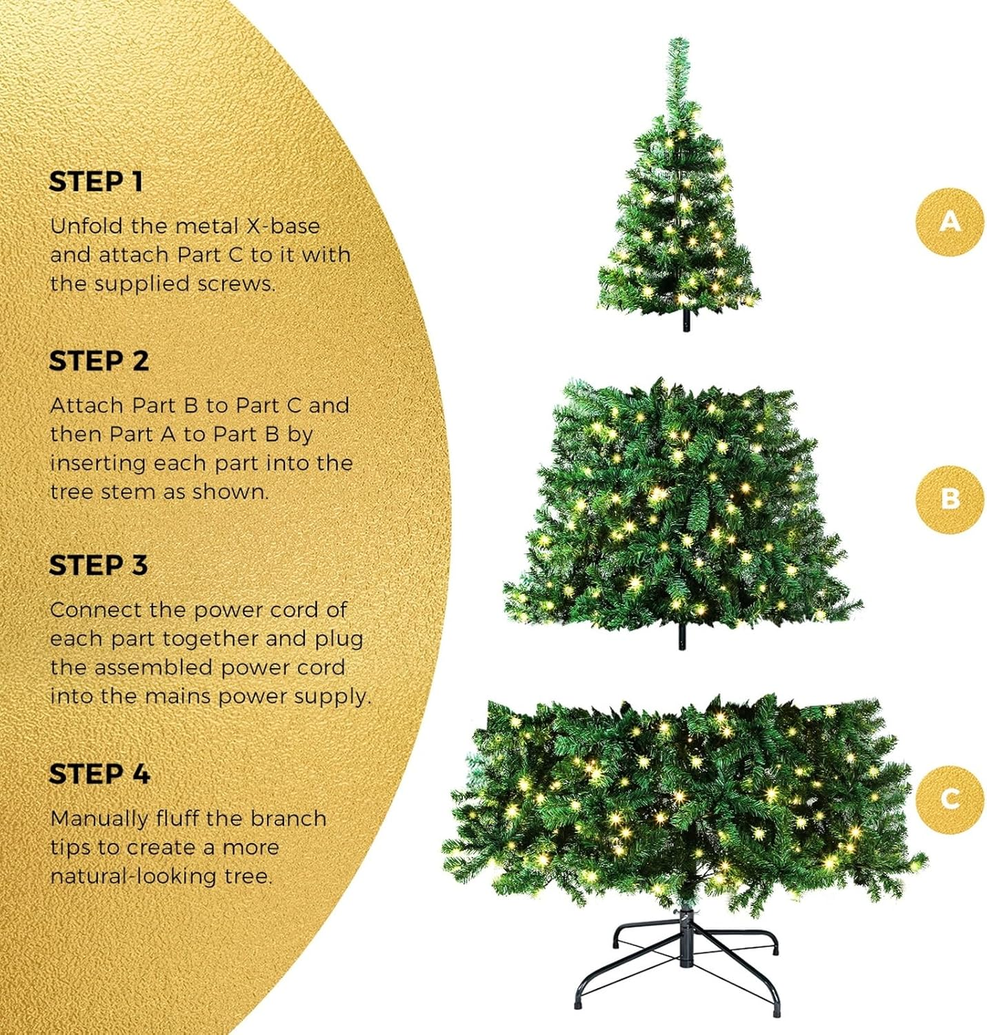 Tinseltown Christmas Tree 1.8M 6FT Xmas Tree Green Decorations with 300Pcs LED Bulbs and 800 Tips image number 3