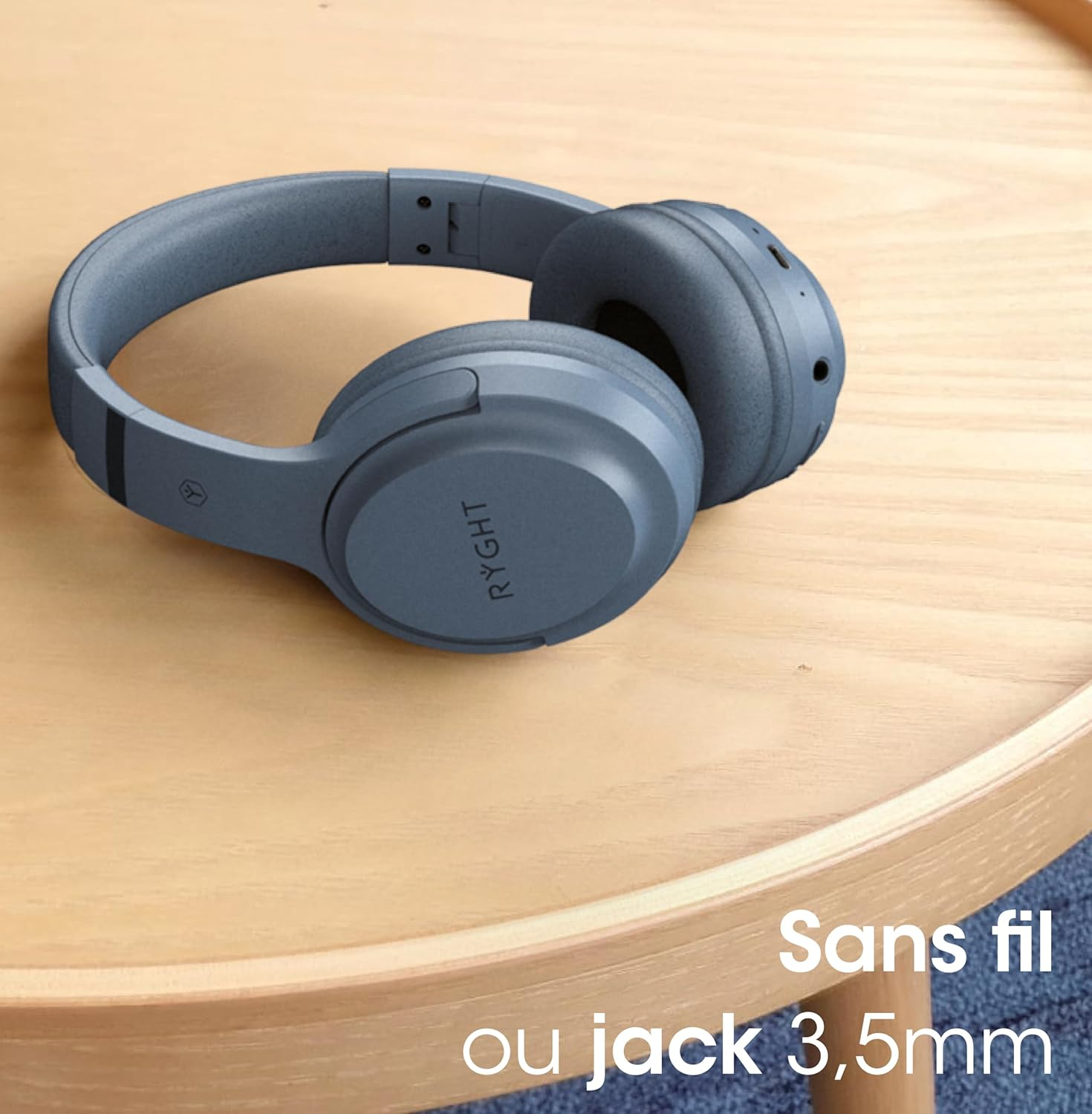 RYGHT Tempo Wireless Headphones - Clear Stereo Sound, 20 Hours Battery Life - Foldable, Lightweight, Music Control, Volume, Answer Calls, Activate Voice Assistants, Padded Ear Cups - image number 2