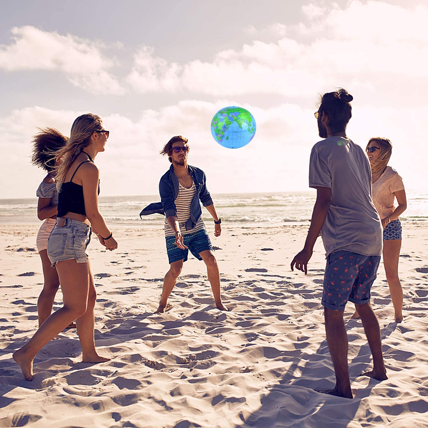 Coopay 10 Pack Inflatable Globe PVC World Globe Inflatable Earth Beach Ball for Beach Playing or Teaching image number 6