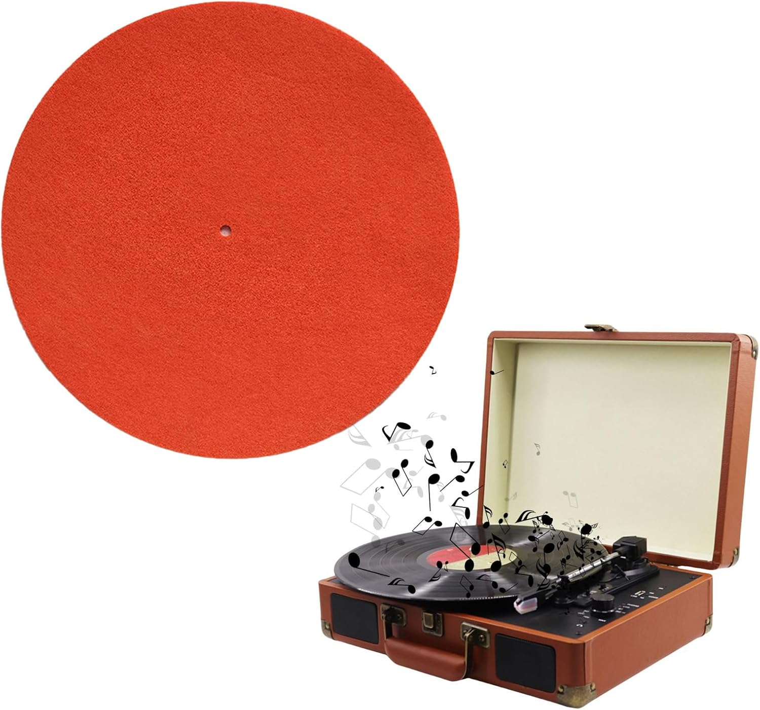 Vinyls Orange Felt Turntable Slipmat Dj Slipmats Cork Slipmats Dj Vinyl Turntable Record Player Platter Felt Pad Sofa Cushion Pad Wool Mat Anti-Static Record Players Mat Orange Set image number 4