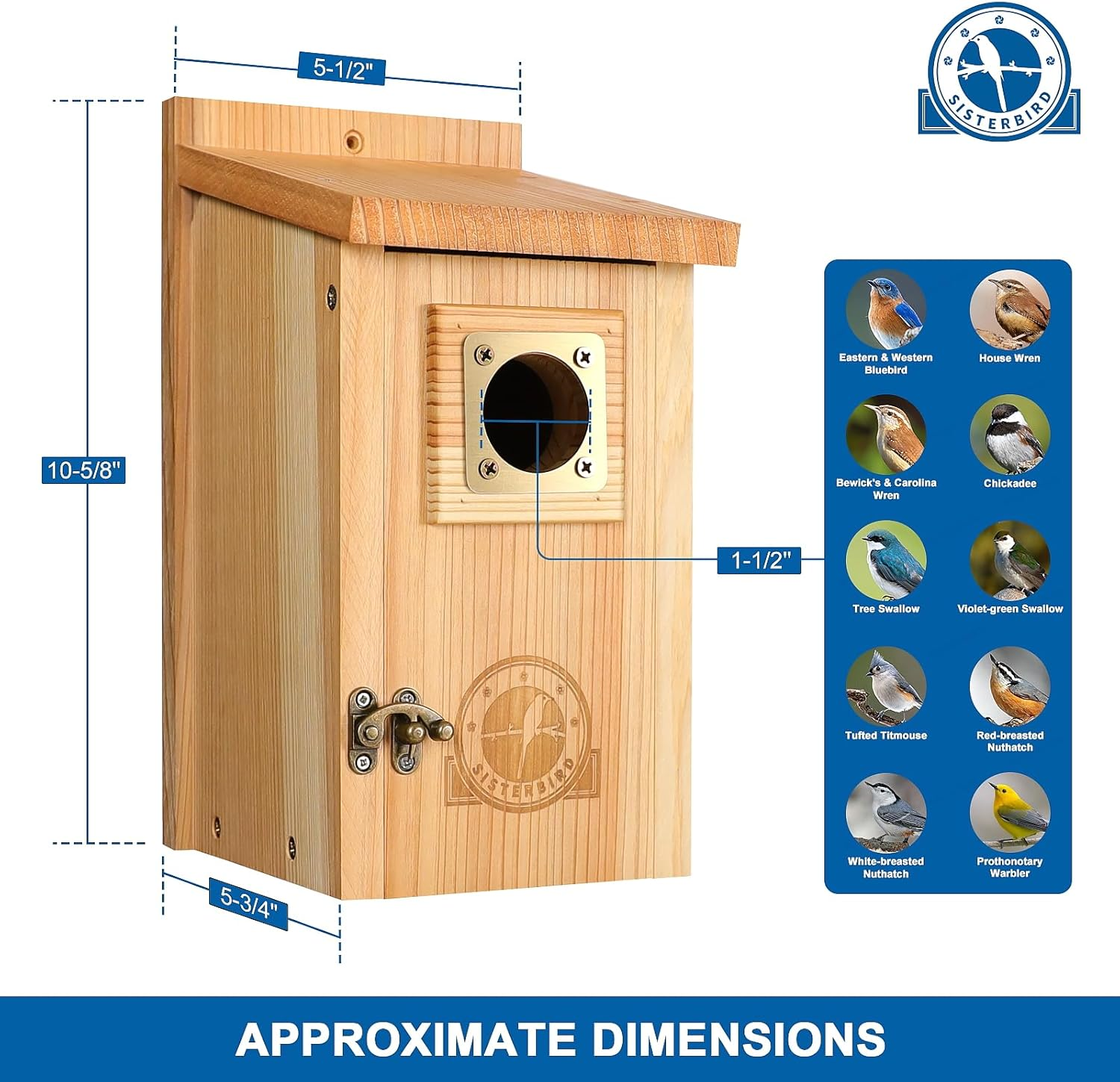 Bird Houses for outside Clearance with Copper Guard, Cedar Bird House Outdoor, Bluebird Finch Swallow Wren Chickadee image number 2