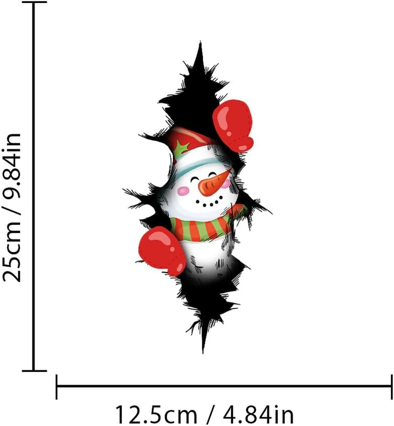 Double-Side Crack Christmas Sticker for Cars Funny Carvinyl Decal Christmas Car Body Decor Sticker Cute Bumper Decal Car Accessories Decorations (Carrot Nosed Snowman)