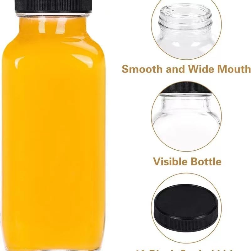 12Pcs Juice Bottles with Caps,350 ML Plastic Clear Reusable Water Bottle, Empty Juice Bottles for Juicing, Smoothie, Drinking and Other Beverages,Each Set Also Comes with a Brush, Funnel and Stickers image number 1