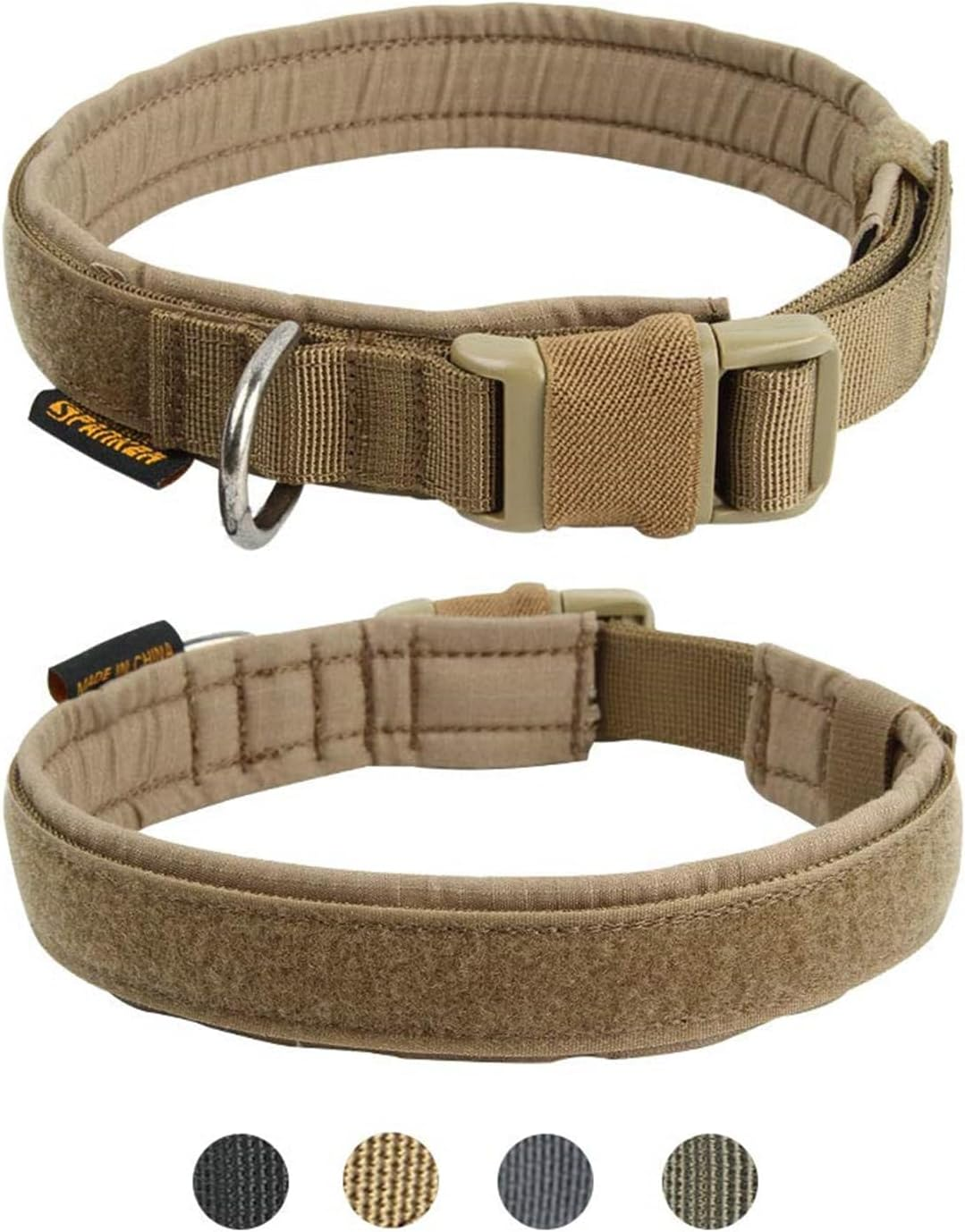Excellent Elite Spanker Tactical Dog Collar Military Training Nylon Adjustable Dog Collar for Large Medium Small Dog(Coyote Brown-S)