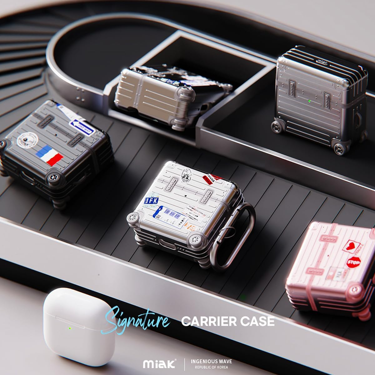 Miak Airpods 4 Case, Airpods 4Th Generation Case, Carrying Case, Shockproof, Double Wall Construction, Polycarbonate, TPU, Deco-Seal, Carabiner Included, Wireless Charging, Airpotts 4, Silver image number 5