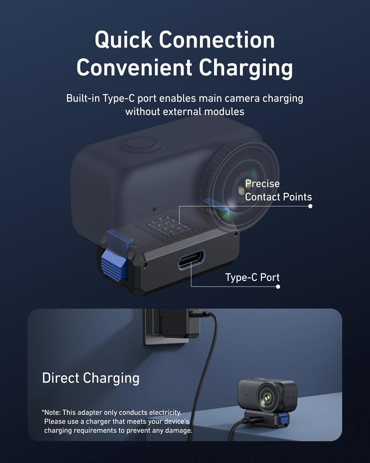 TELESIN Magnetic Quick Release Charging Adapter Mount for DJI Osmo Nano, with 1/4 Screw Hole, Foldable Adapter Base for DJI Osmo Nano Accessories