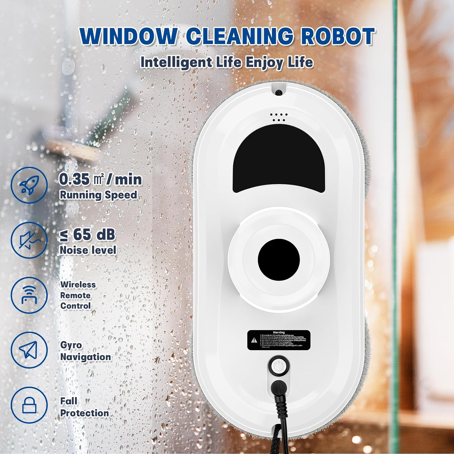 Advwin Window Cleaner Robot, 2800 Pa Smart Window Vacuum Cleaner with Remote Control and Anti-Falling Sensor Detection, Suitable for Glass Window Tile, Indoor Outdoor