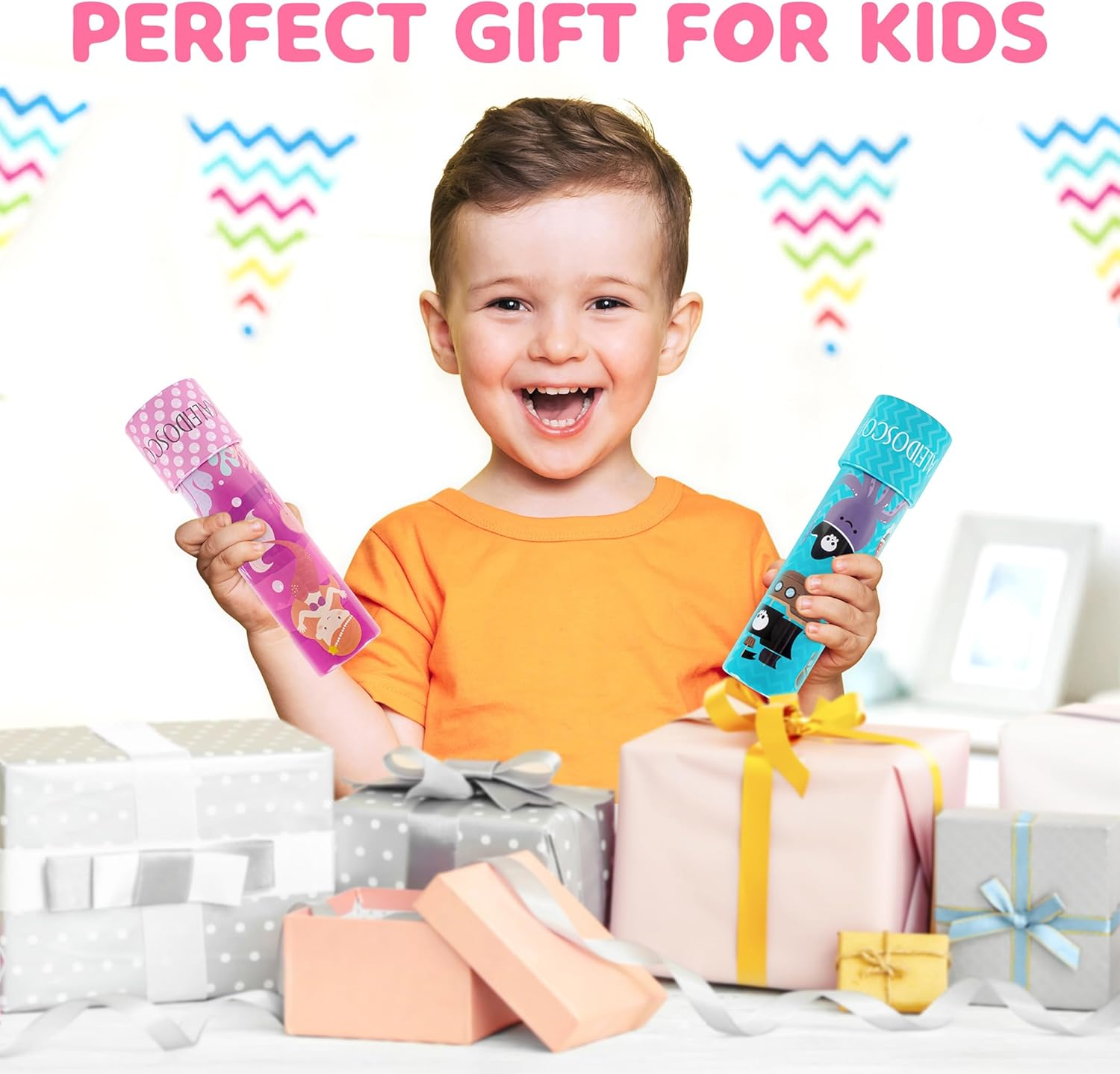 D-Fantix Classic Tin Kaleidoscope for Kids, 2 Pack Retro Toys - Educational Toys with Metal Body. Girl Birthday Party Favors Decorations image number 6