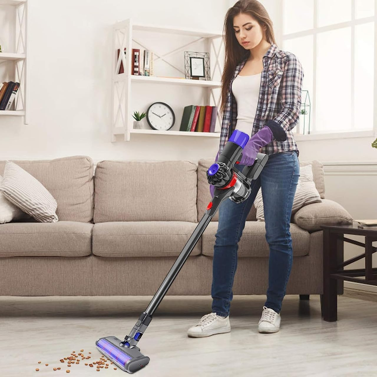 Hygieia Motorized Soft Floor Brush - Soft Roller Head for Dyson V6 DC59 DC45 and DC44 Vacuum Cleaners, Velvety Drum Head Attachment with Powerful Suction, Multi-Angle Rotation image number 6