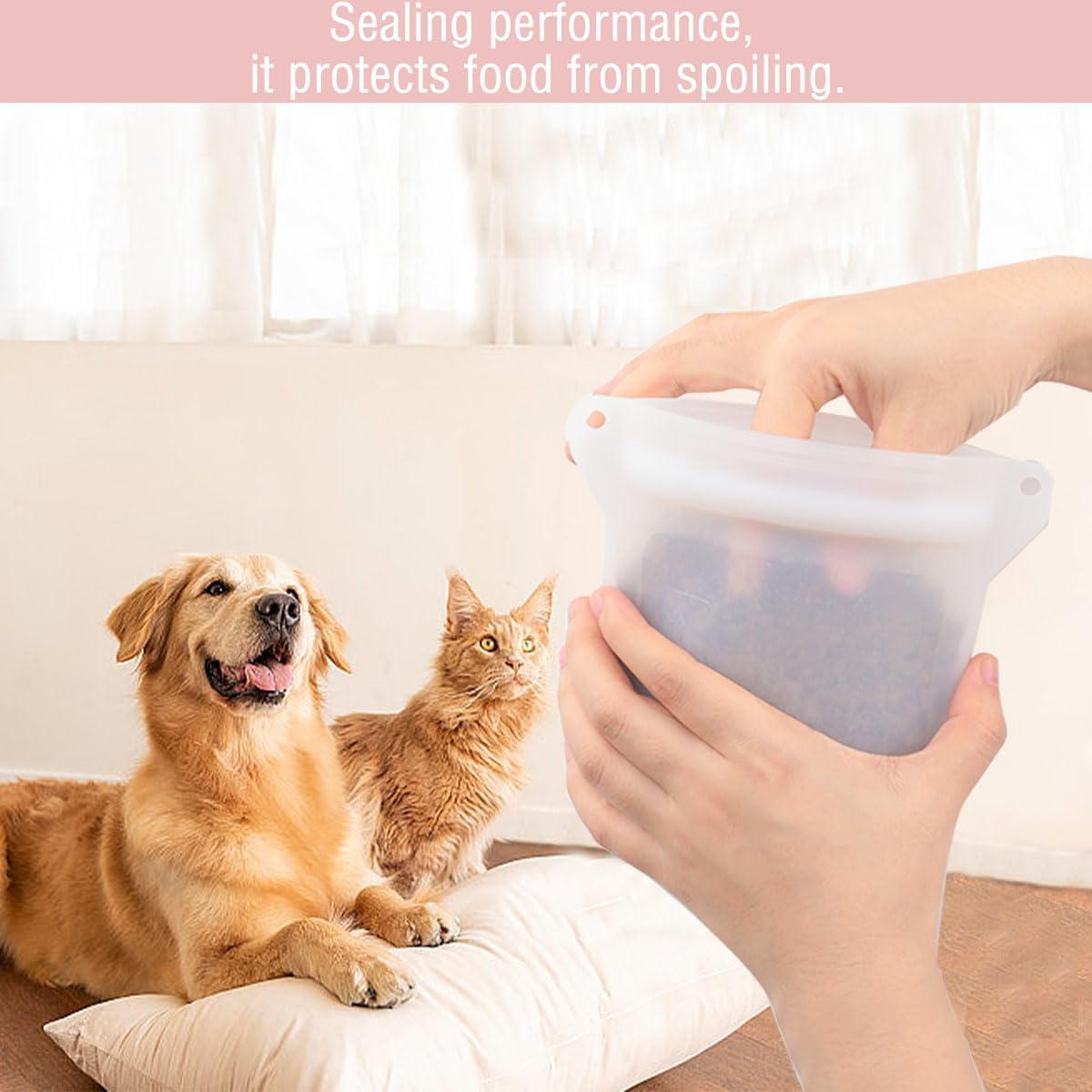 Astfys Dog Treat Training Pouch Accessory Keep Dog Food Fresh and Training Convenient Silicone Dog Food Storage Bag, Oil and Water Resistant, Ensuring Dry Training Bags (M, White) image number 4