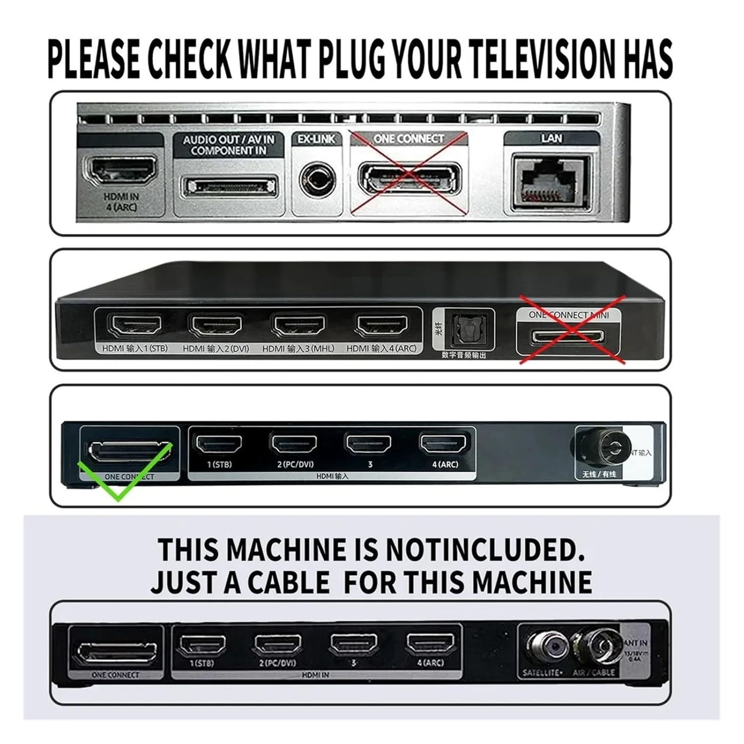 3M BN39-02210A BN39-02248A One Connect Cable Accessories，Compatible for Samsung，For UN49KS7000F UN55KS9000F UN60KS8000F TV