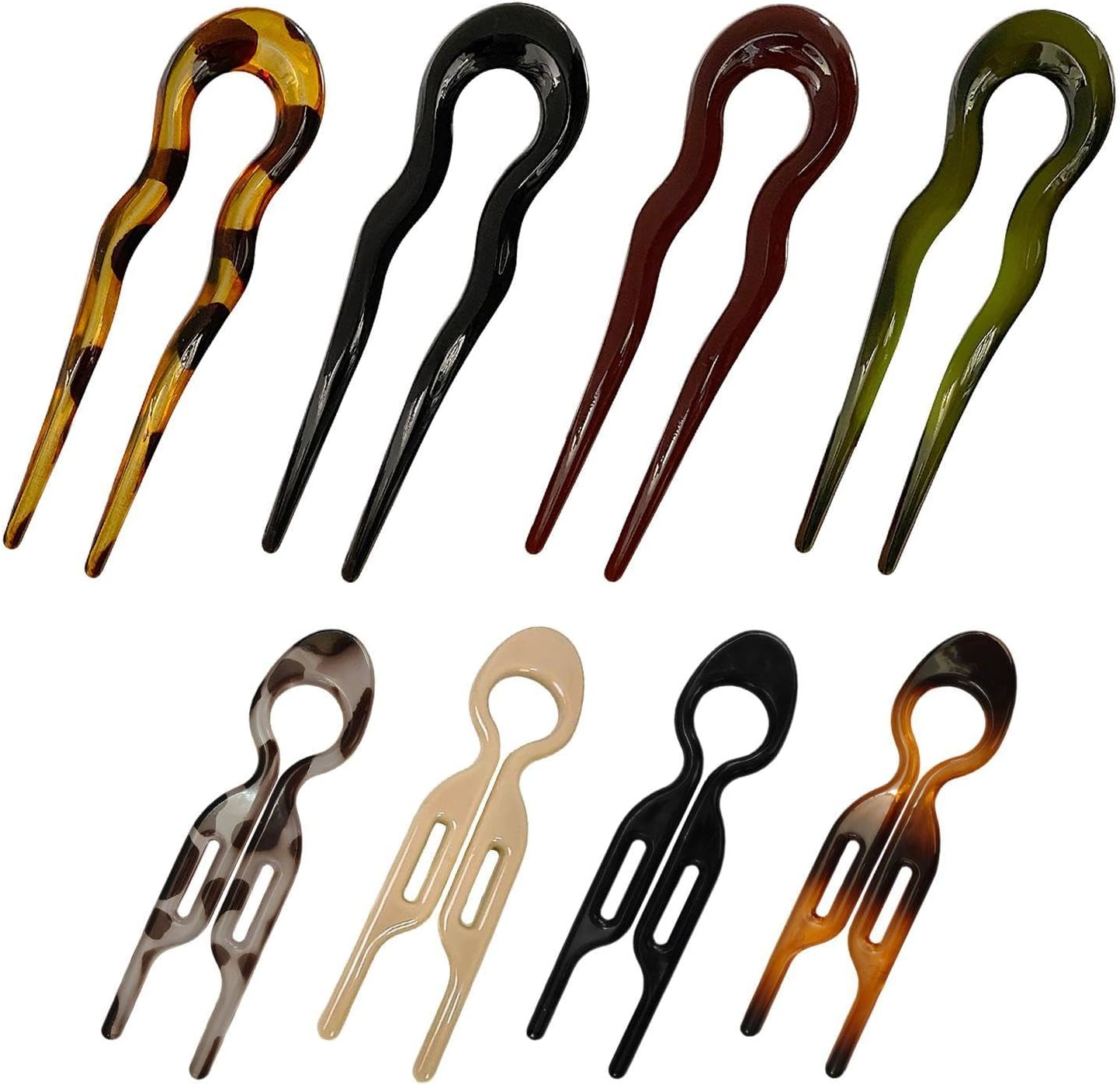 4 U-Shaped Wave Hair Pins and 4 Fishtail Hairpins, Retro Hairstyle Accessories, Female French Hairpins, Suitable for Fashion Styling Design. image number 2