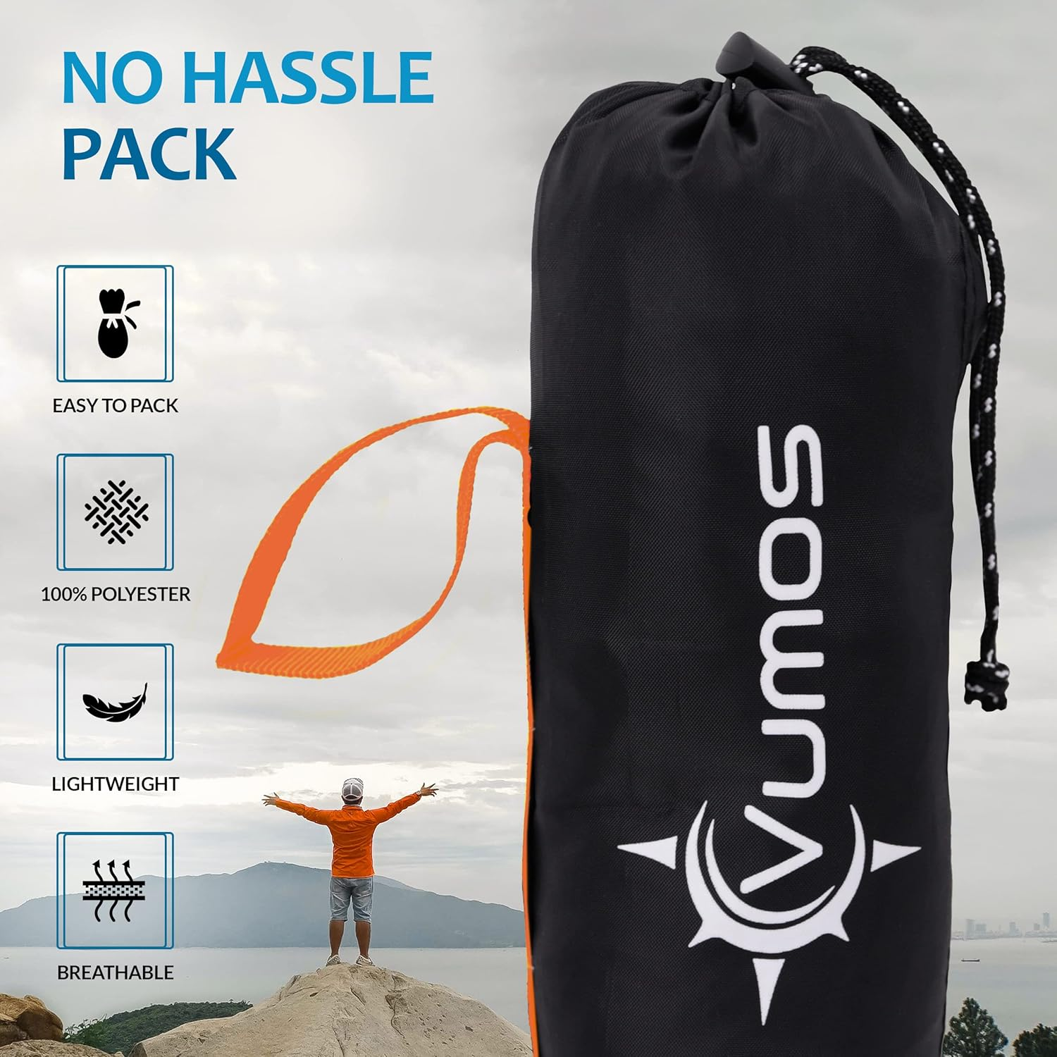 Vumos Sleeping Bag Liner and Camping Sheet - Silk like Material for Travel - Has Full Length Zipper - Black image number 3