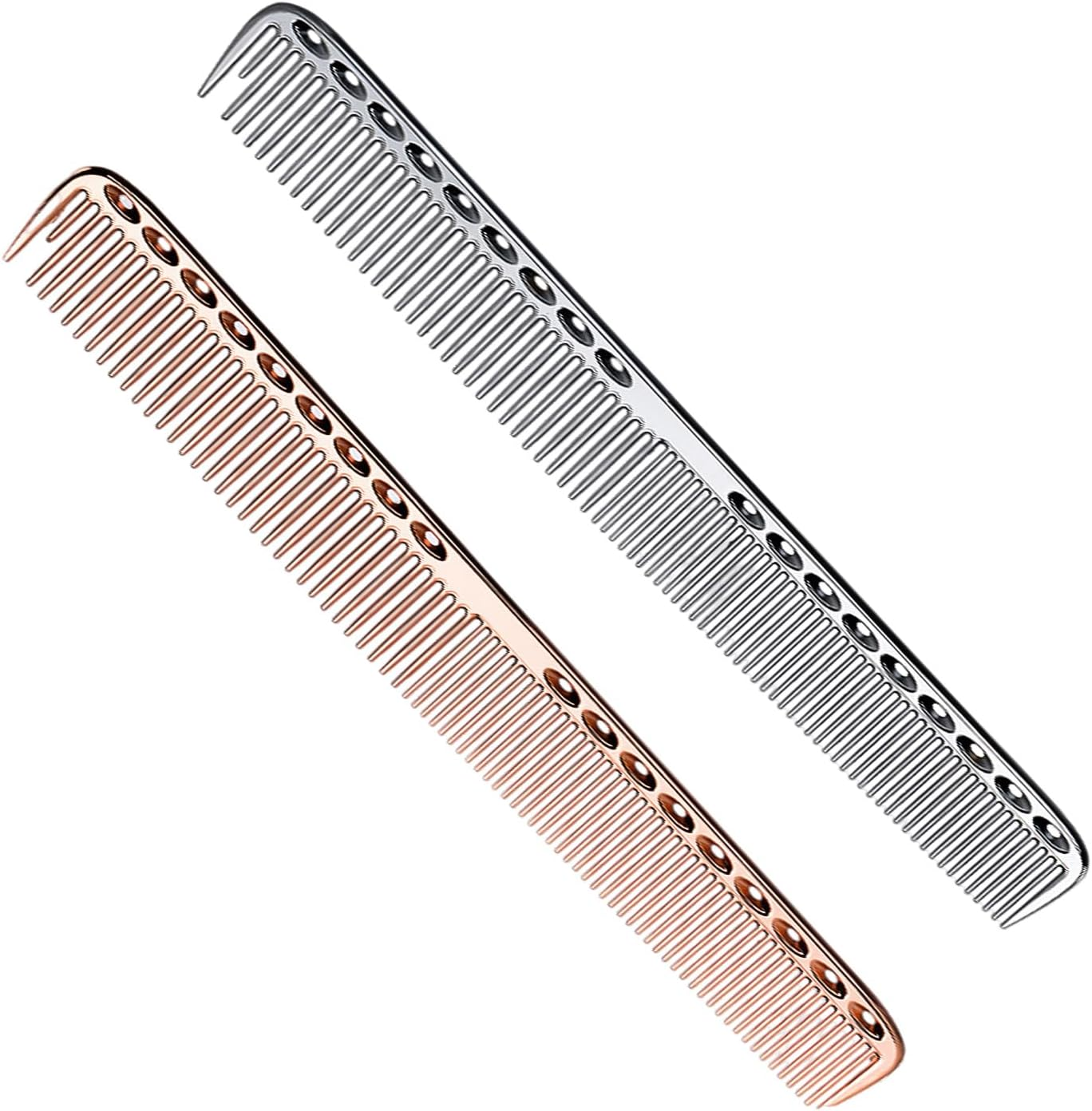 2 Professional Hairdressing Combs, Multifunctional Styling Comb, Sparse and Fine Density Hair Combs, Aluminium Hairdressing Tools, Suitable for Salons and Families (Silver, Rose Gold) image number 5