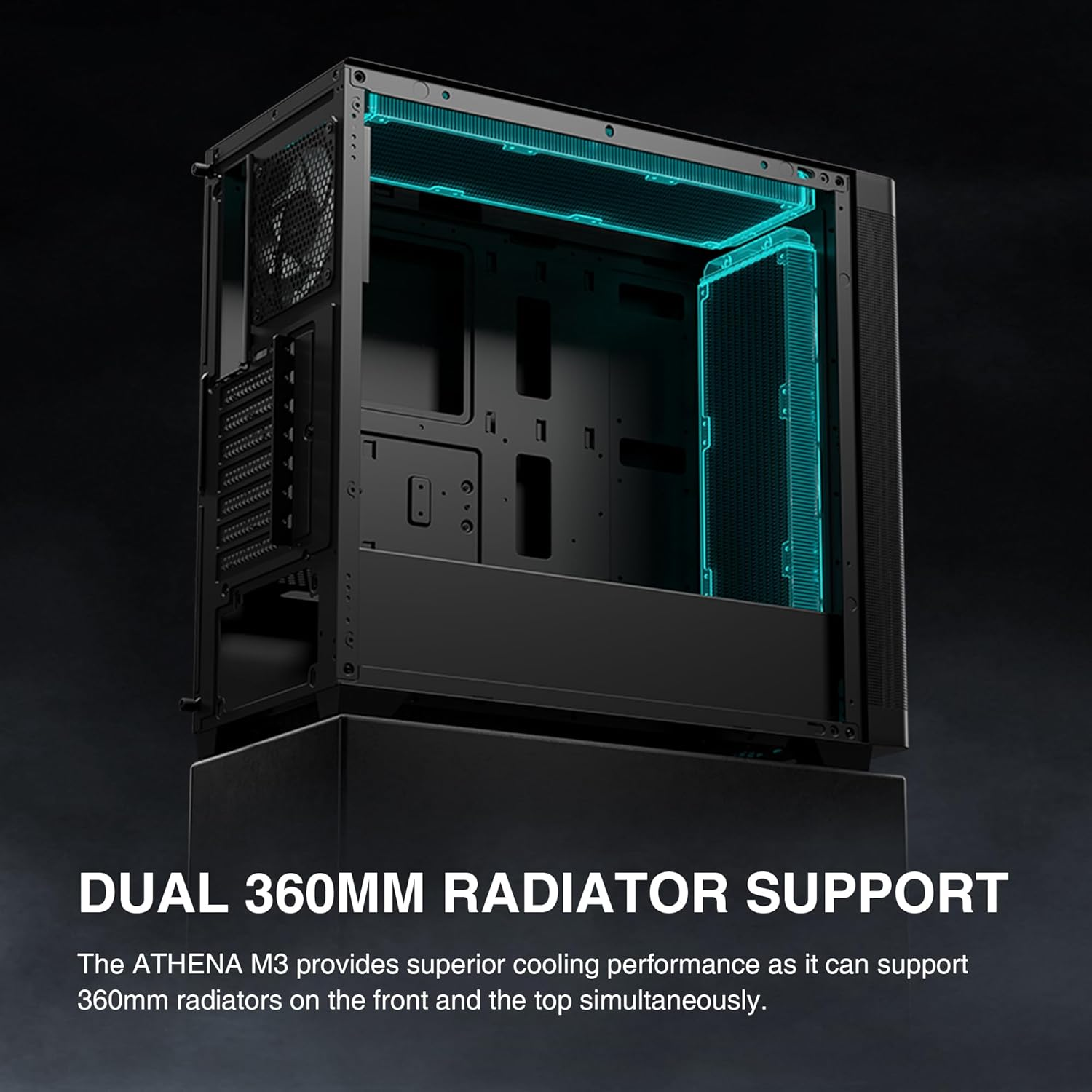 GAMDIAS ATX Mid Tower Computer Case Tempered Glass, Gaming PC Case Support Dual 360Mm Aio/Radiator, 7X120Mm Case Fans (4X 120Mm Built-In), 420Mm GPU/VGA, USB3.0X 2, Type C X1, 170Mm CPU Cooler image number 6