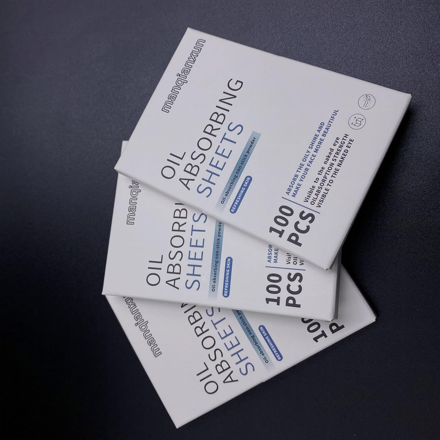 Manqianxun Premium Oil Blotting Paper Sheets, Translucent, Soft Face Blotting Paper Stay Skin Fresh and Smooth, for Facial Skin Care & Make Up(Blue) (300Pcs) image number 4