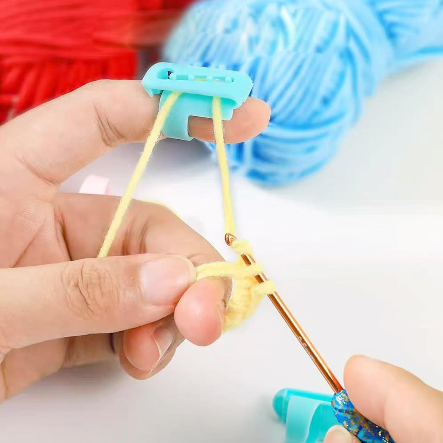 Plastic Weaving Cream Thread Guide, 8Pcs Yarn Guide Finger Holder Knitting Thimble Tool Plastic Yarn Guide,Yarn Guide Finger Holder Knitting Thimble Tool,Plastic Yarn Guide Separated Yarns Tools image number 2