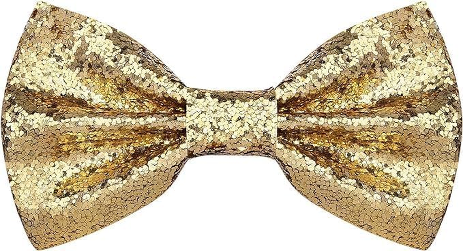 Glitter Sequin Bow Tie, Sparkly Pre-Tied Bow Tie for Men Novelty Bowite for Cocktail Hen Wedding Party Costume Fancy Dress