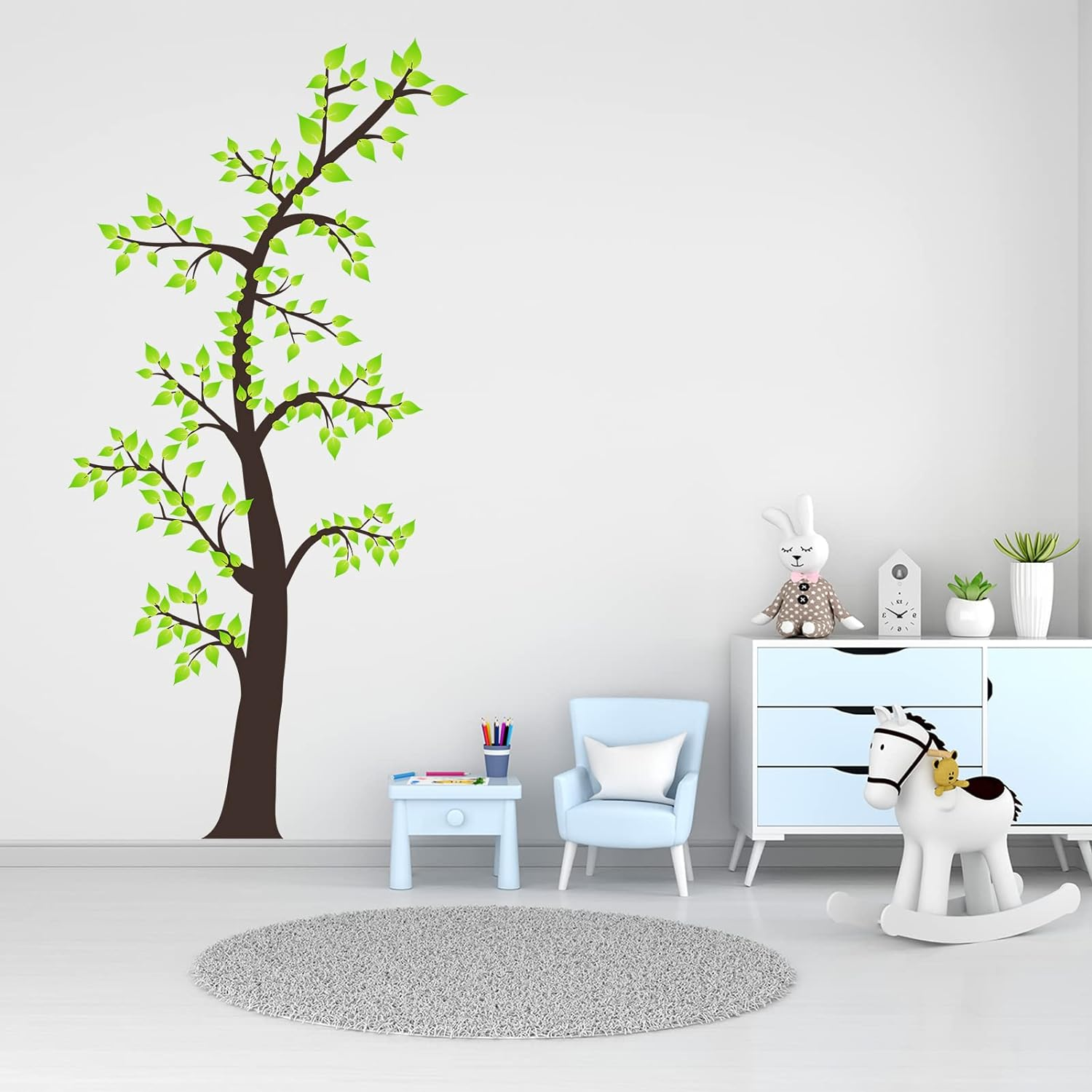 Green Tree Wall Decals - Family Tree Wall Stickers - Bedroom Living Room Sofa TV Background Home Wall Decor image number 3