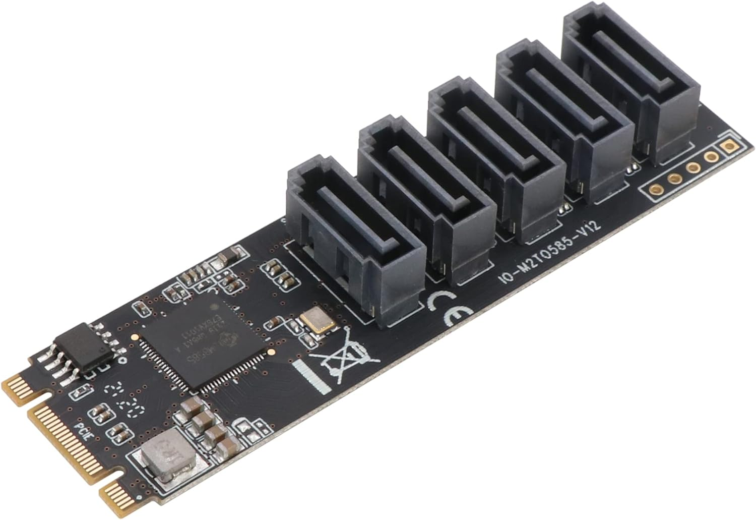 M.2 to SATA3.0 Controller Card, 5-Port SATA III 6Gbps Expansion Cards, Supports SSD and HDD, Compatible with Windows/Linux/Mac OS, M2-SATA-5P-N1