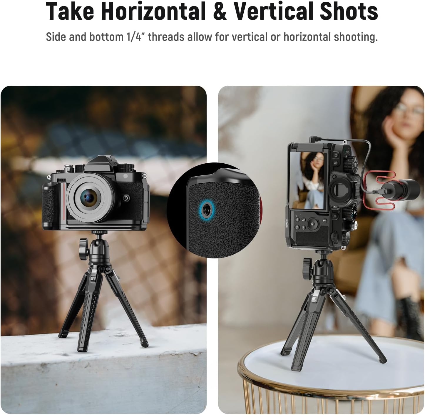 NEEWER Zf Handgrip L Shape Grip for Nikon Z F, Ultra Thin Retro Formfitting Camera Mounting Baseplate with Handle & Aluminum Shutter Button Cap, Compatible with Arca Swiss Tripod Fluid Head, CA073 image number 1