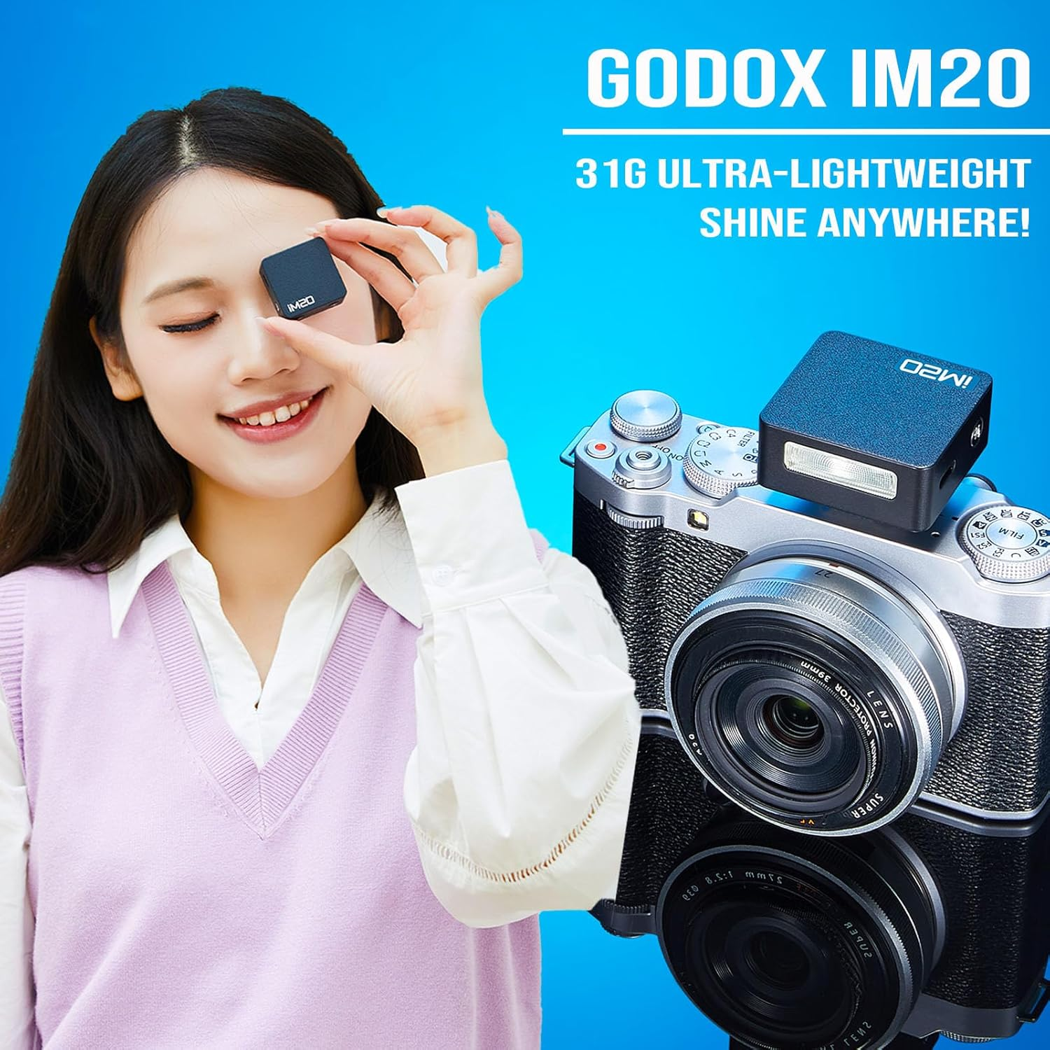 Godox IM20 Mini Camera Flash for Sony ZV1 ZV-1 ZV-E10 ZVE10, Godox Mini Flash for Ricoh GR III Ricoh GR3, External Flash for Canon Sony Nikon Pentax Panasonic Olympus Camera with Center Pin Hot Shoe image number 6