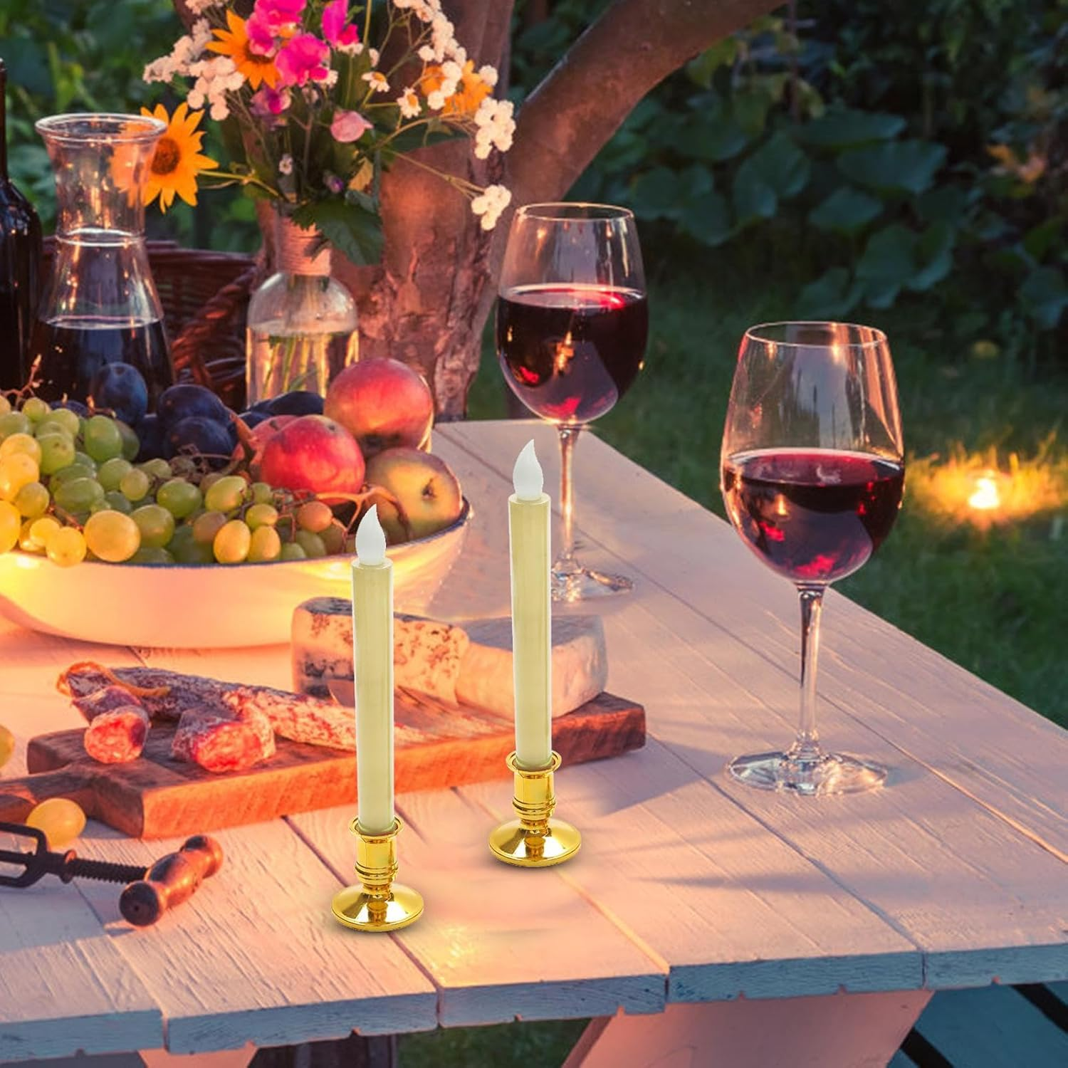 LED Flameless Candles | Birthday Decoration | Holiday Flickering Candles | for Home Dormitory Living Room Dinner Table Patio Bedroom Bathroom Wedding Birthday Parties Family Gatherings - Beige image number 4