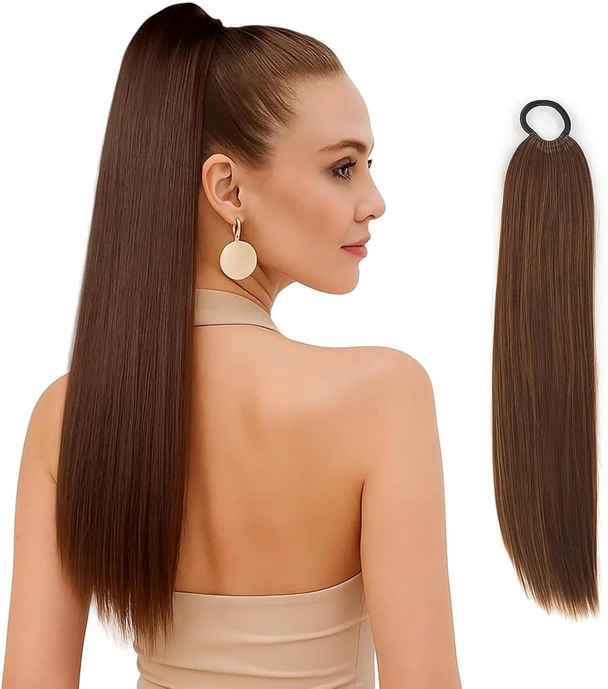 1 X Ponytail Extension, Real Hair Braid, 60 Cm Long, Hair Extension for Natural Look, Ideal for Daily Use and Special Occasions