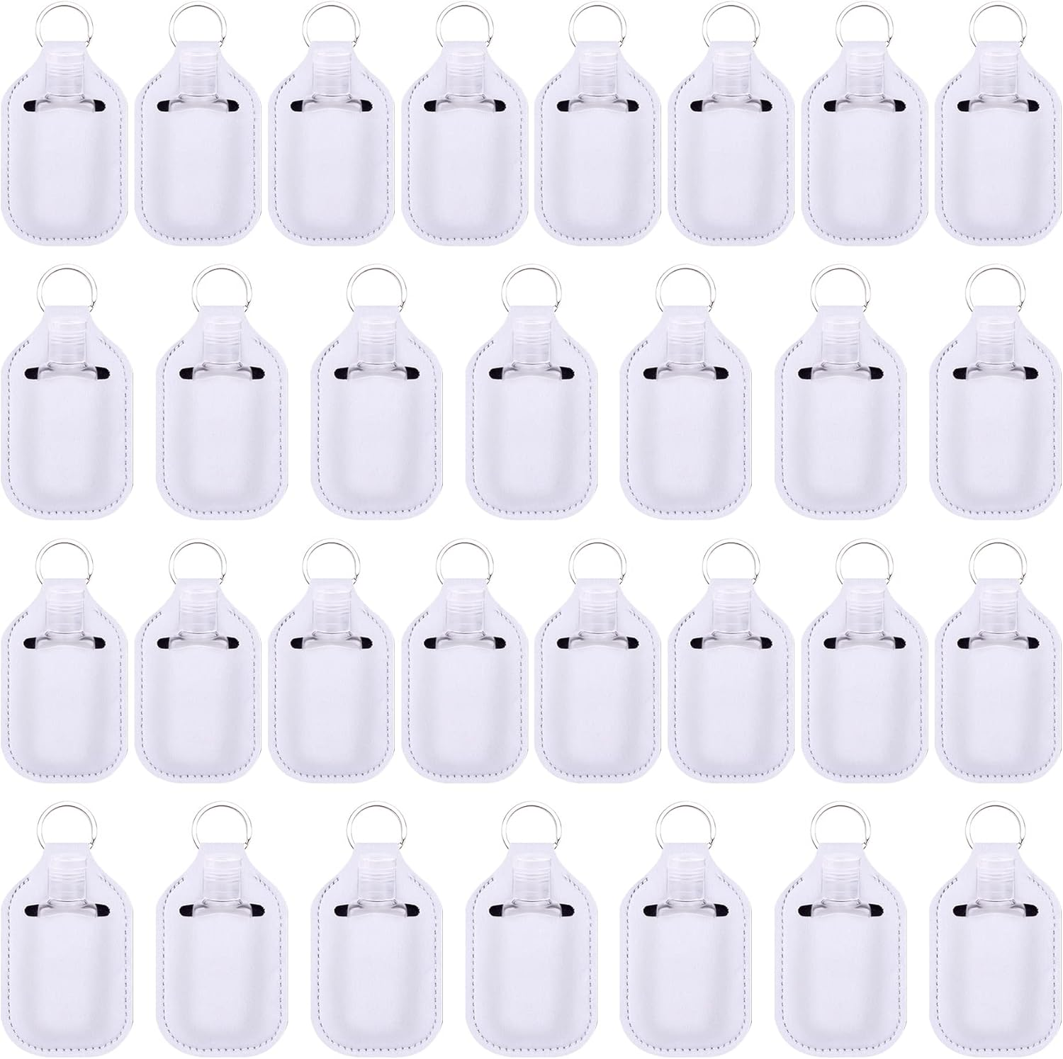 Duufin 60 Pieces Empty Travel Size Hand Sanitizer Bottles with Keychain Set Including 30 Pieces Clear Refillable Bottles and 30 Pieces Hand Sanitizer Holder Keychain for Backpack and Purse