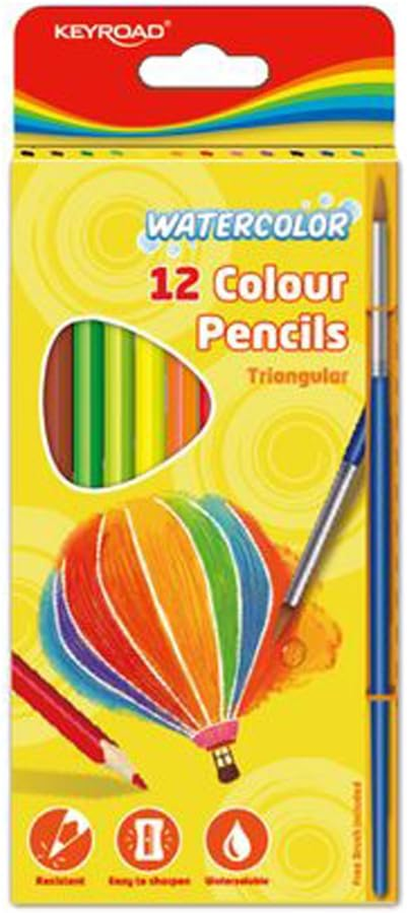 Keyroad Watercolour Colour Pencil with Brush 12-Piece Set