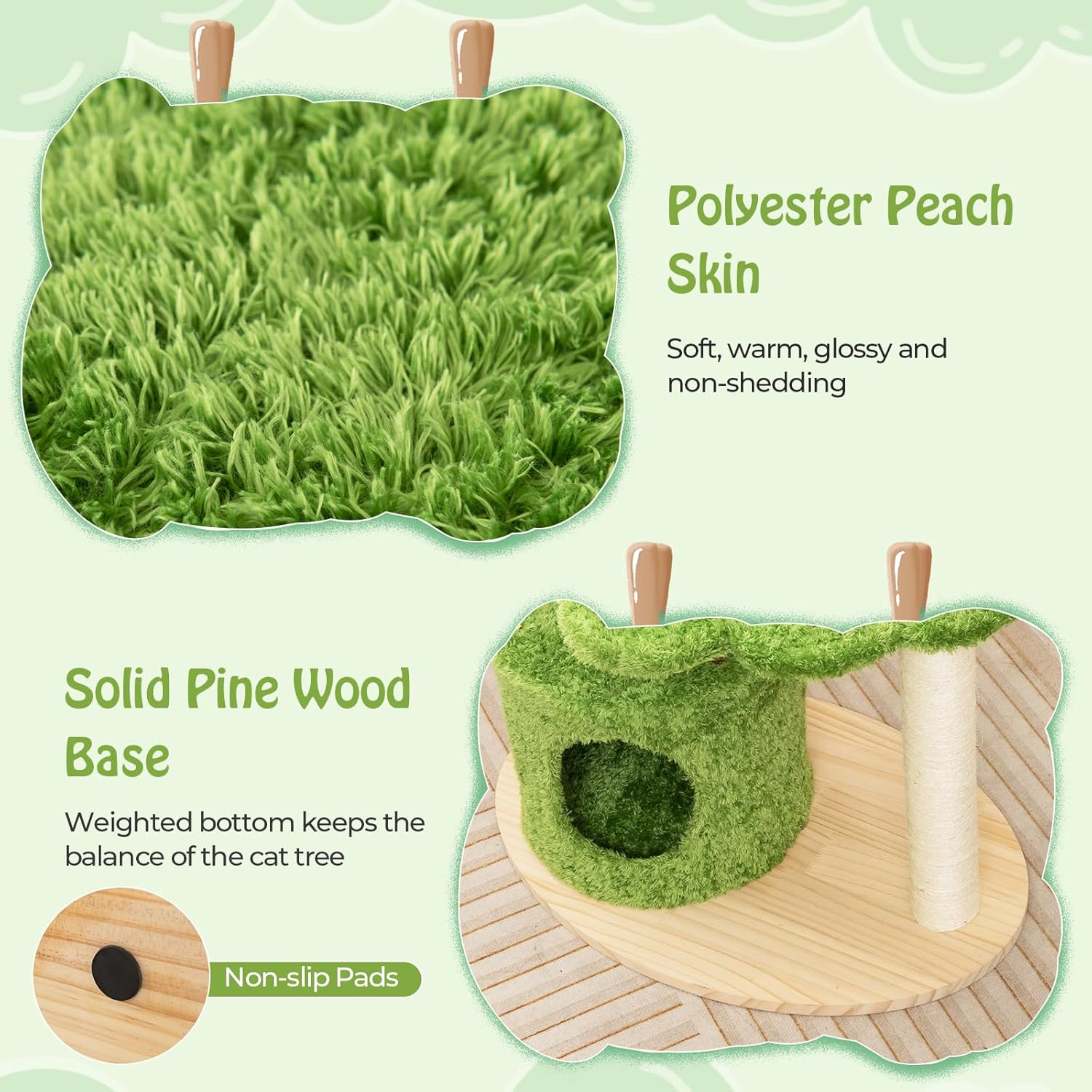 Wooden Cat Tree, 97CM Tall Cat Climbing Stand W/Sisal Scratching Posts, Cat Condo, Top Perch, Solid Wood Base, 3-Layer Cat Activity Center, Cat Tower Furniture for Indoor Kittens & Adult Cats image number 1