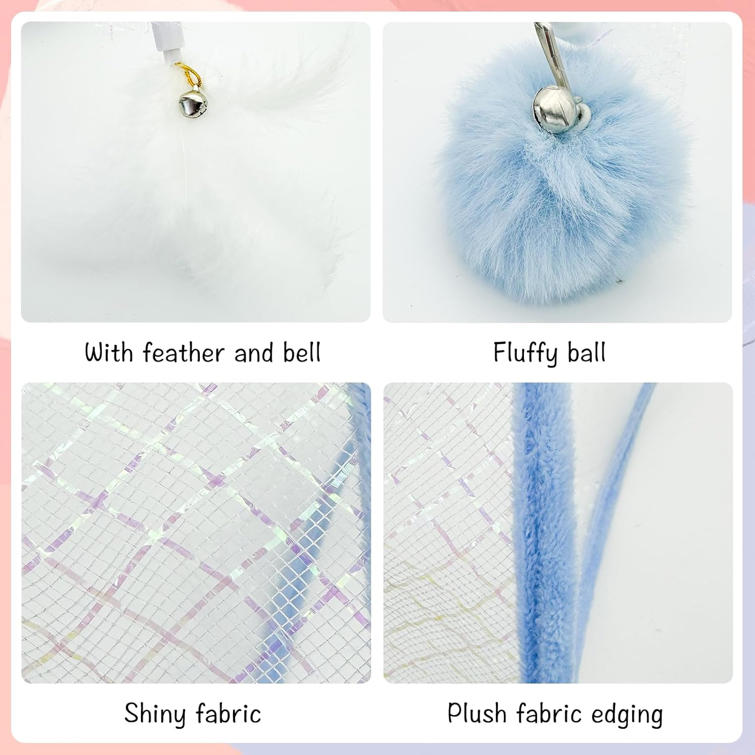 Andiker Folded Cat Tunnel Spring Toy, 8 Inch Spiral Cat Tunnel Toy with Feather & Ball & Bell, 3-In-1 Folded Cat Tubes, Interactive Cat Toy for Cats (Blue, S) image number 1