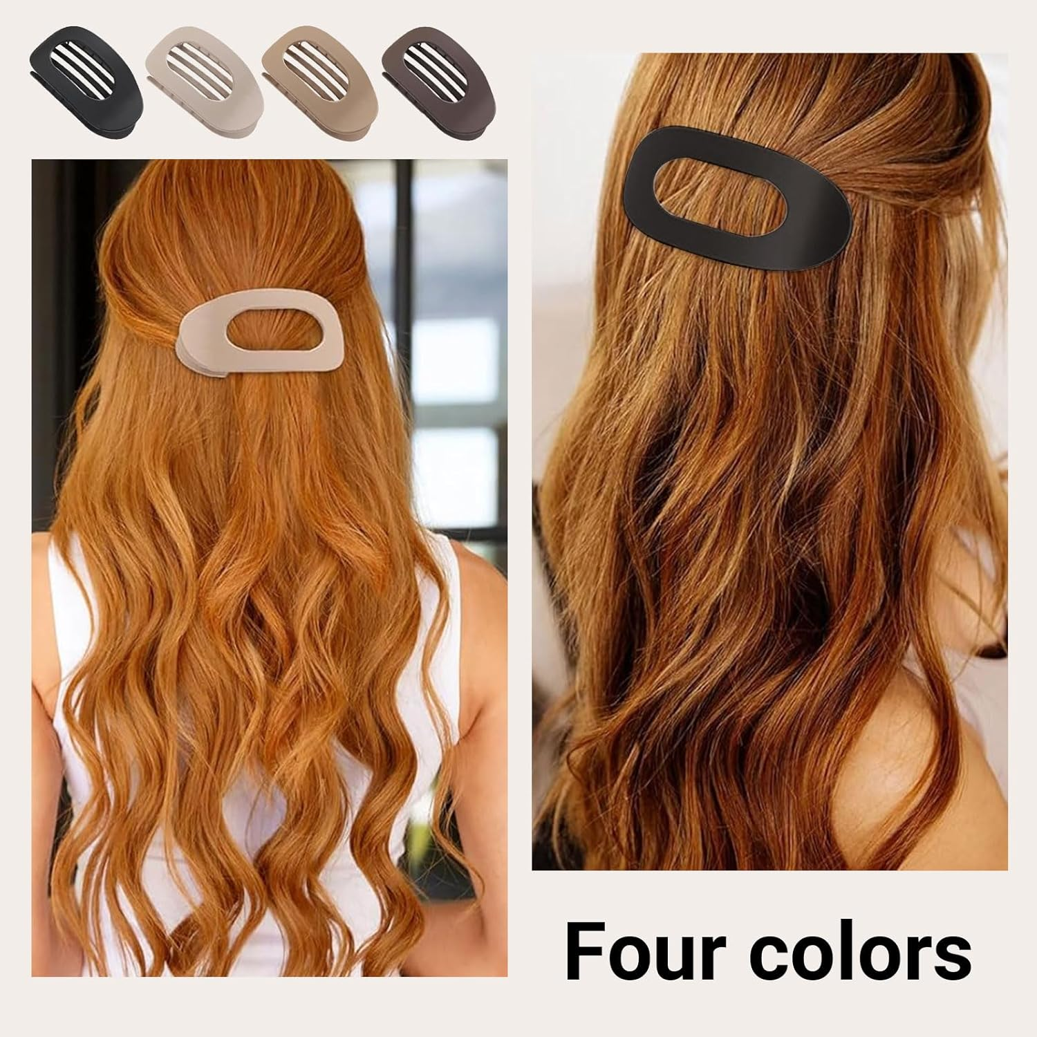 Mezrkuwr Pack of 4 Hair Clips, Flat Hair Claws, Hair Claws Clips with Secure Hold and Inner Teeth, Side Hair Clips with Strong Hold for Thick and Thin Hair image number 4