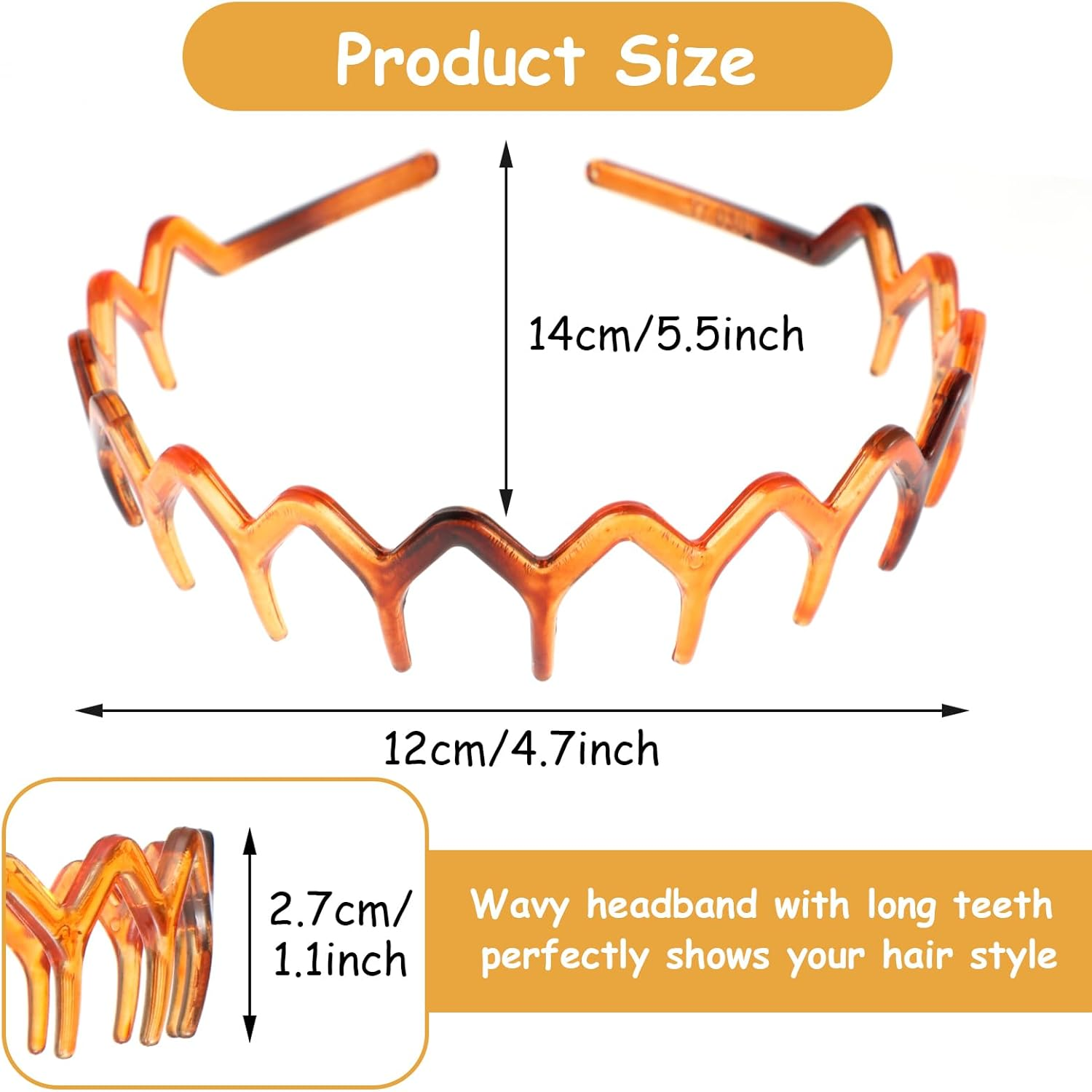 Pack of 4 Zigzag Headbands, Shark Tooth Hair Comb Headband, Wavy Plastic Zigzag Headband, Make up Headband for Women, Sports, Outdoors, Daily image number 3