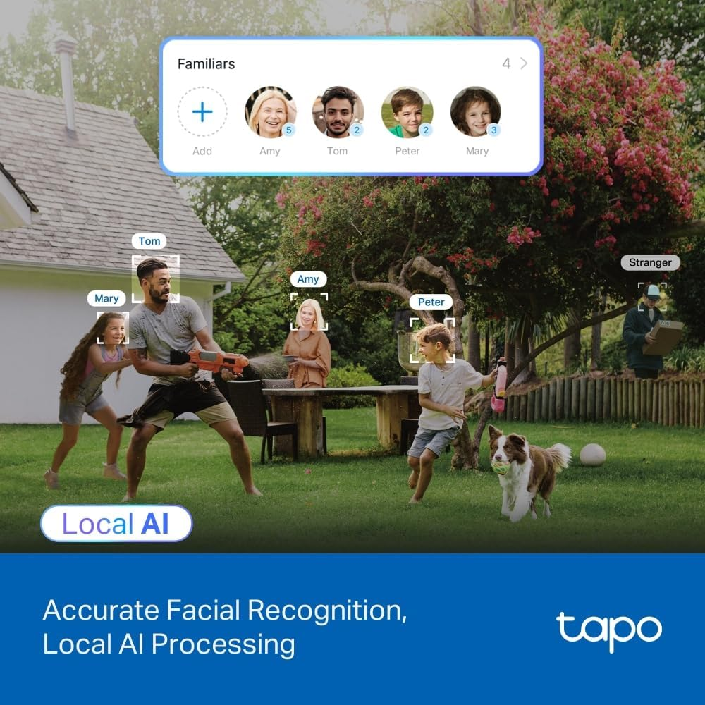 Tapo Tp-Link Pan/Tilt Outdoor Wi-Fi Camera, Colour Night Vision, 4K, 24/7, Starlight Sensor, 360&deg;, Free AI Detection, IP66, Alarm, Local/Cloud Storage, Two-Way Audio, Facial Recognition (Tapo C560WS)