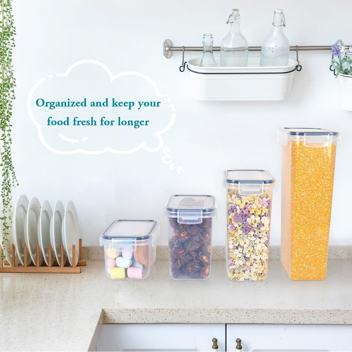16Pack Airtight Food Storage Containers Set with Lids - Kitchen Pantry Storage Organiser with Labels & Marker, Bpa-Free Plastic Leak-Proof Canisters for Cereal, Dry Food, Flour and Sugar image number 4